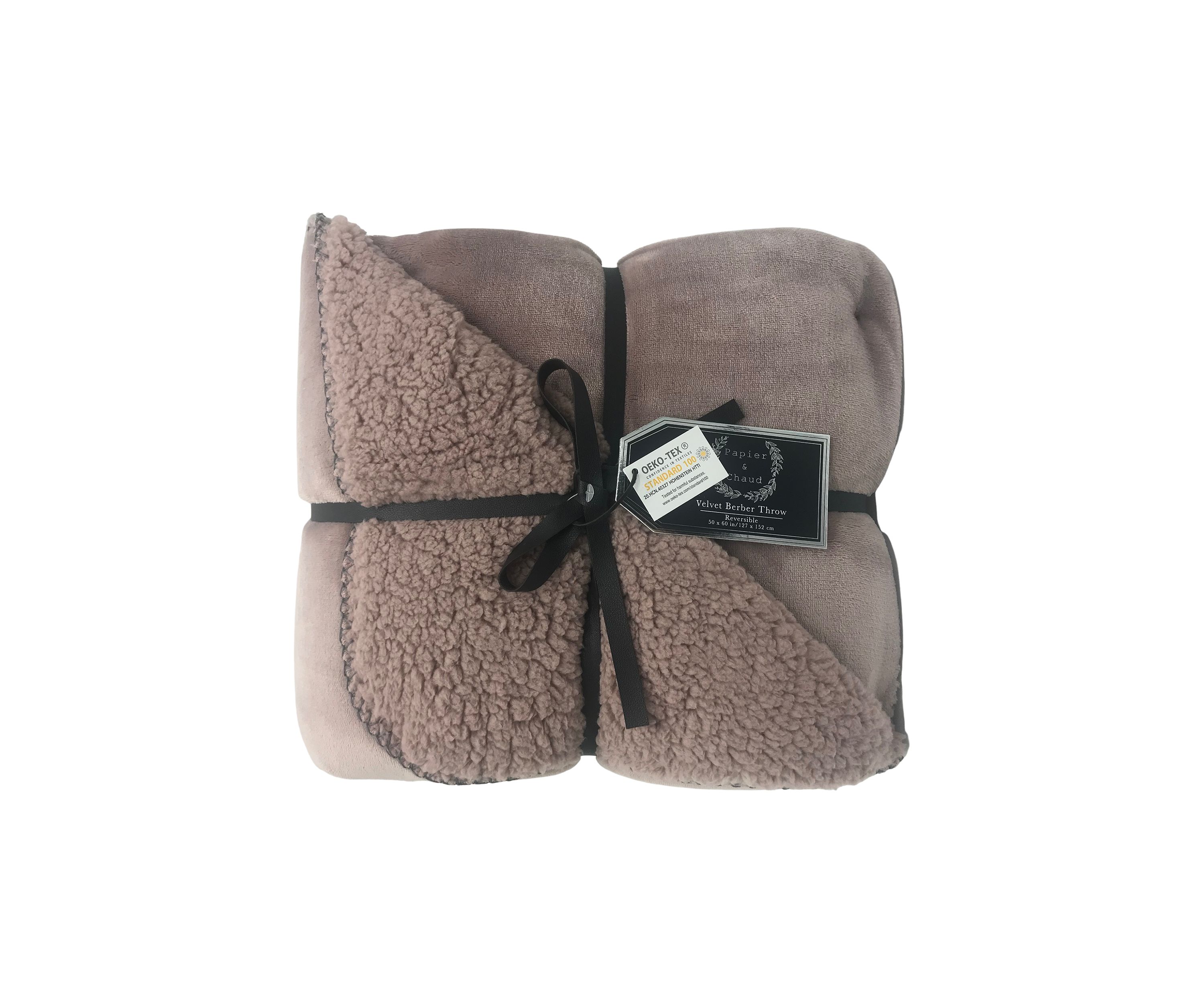 Solid Stitch Mauve Velvet Throw Blanket 