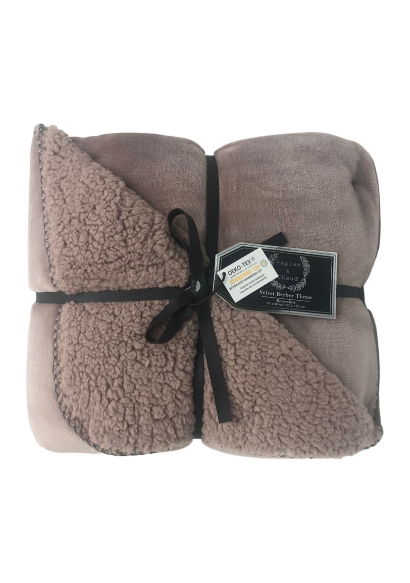 Solid Stitch Mauve Velvet Throw Blanket 