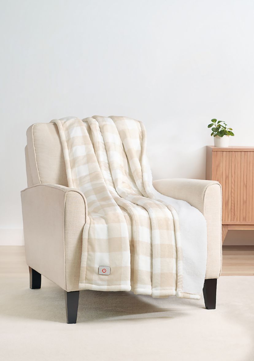 Buff Check Heated Throw