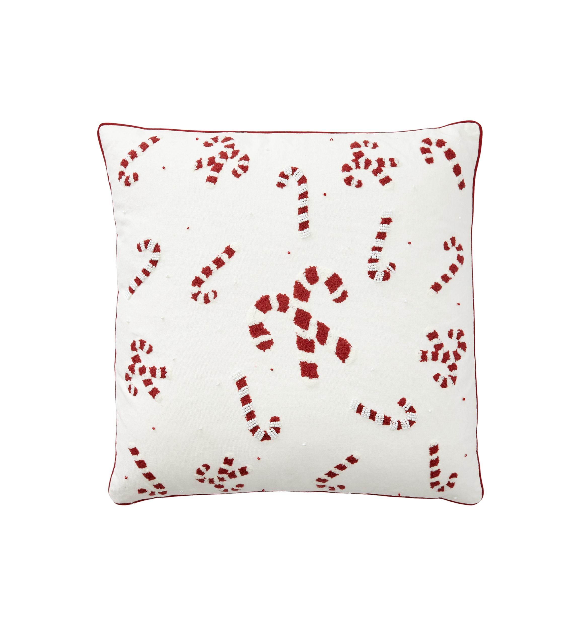 Beaded Candy Cane Throw Pillow