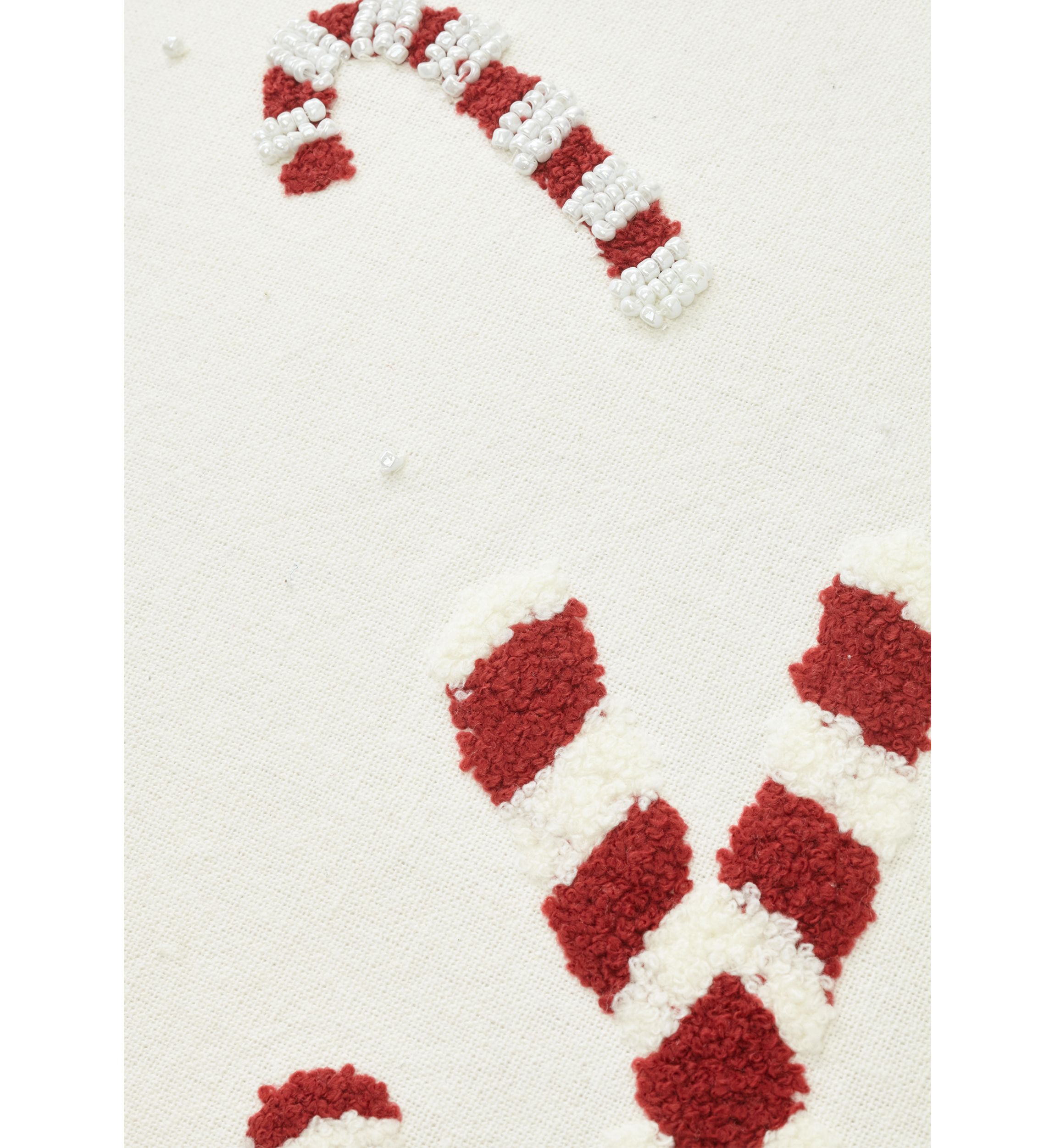 Beaded Candy Cane Throw Pillow