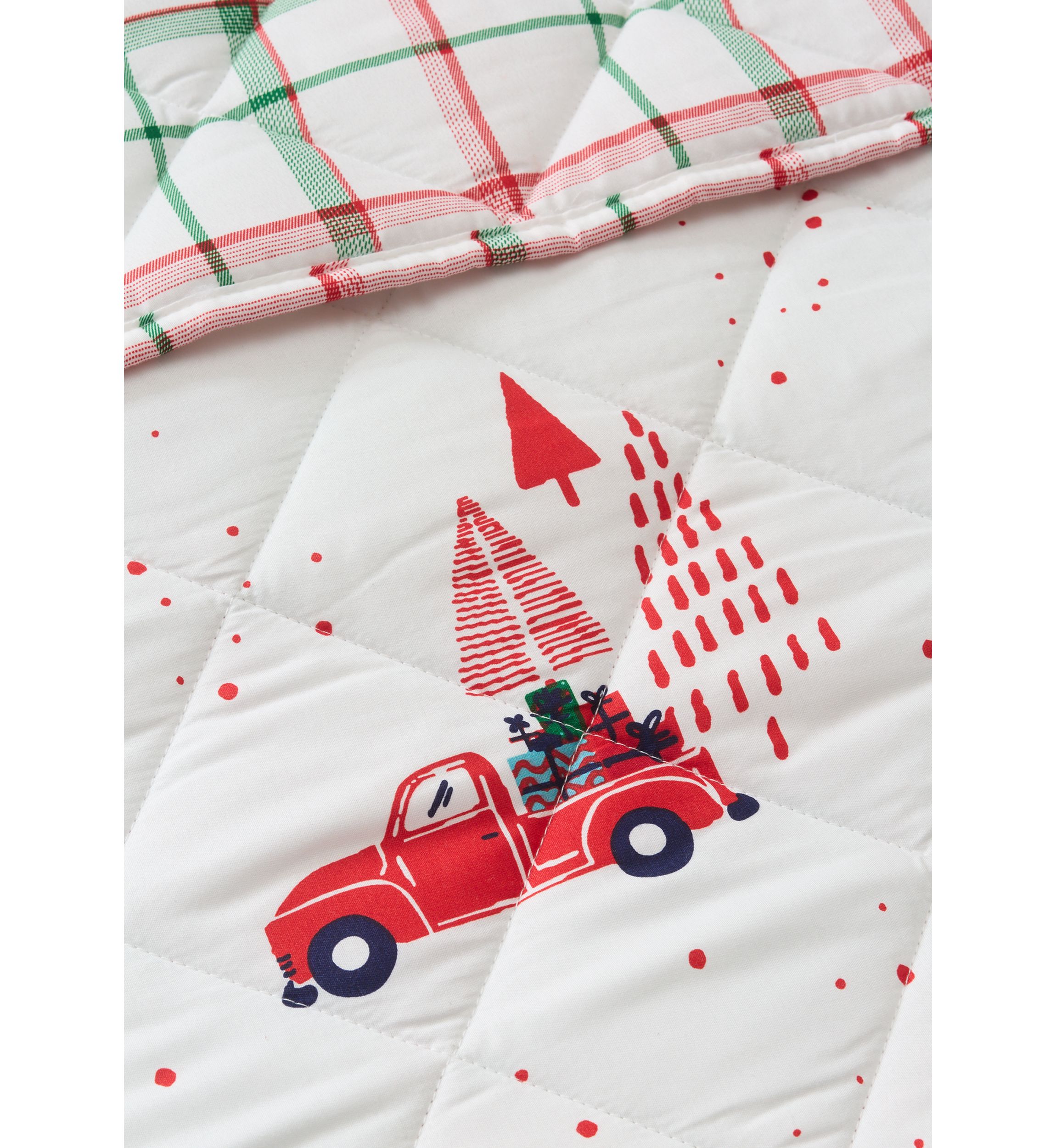 Red Christmas Car Quilt Set