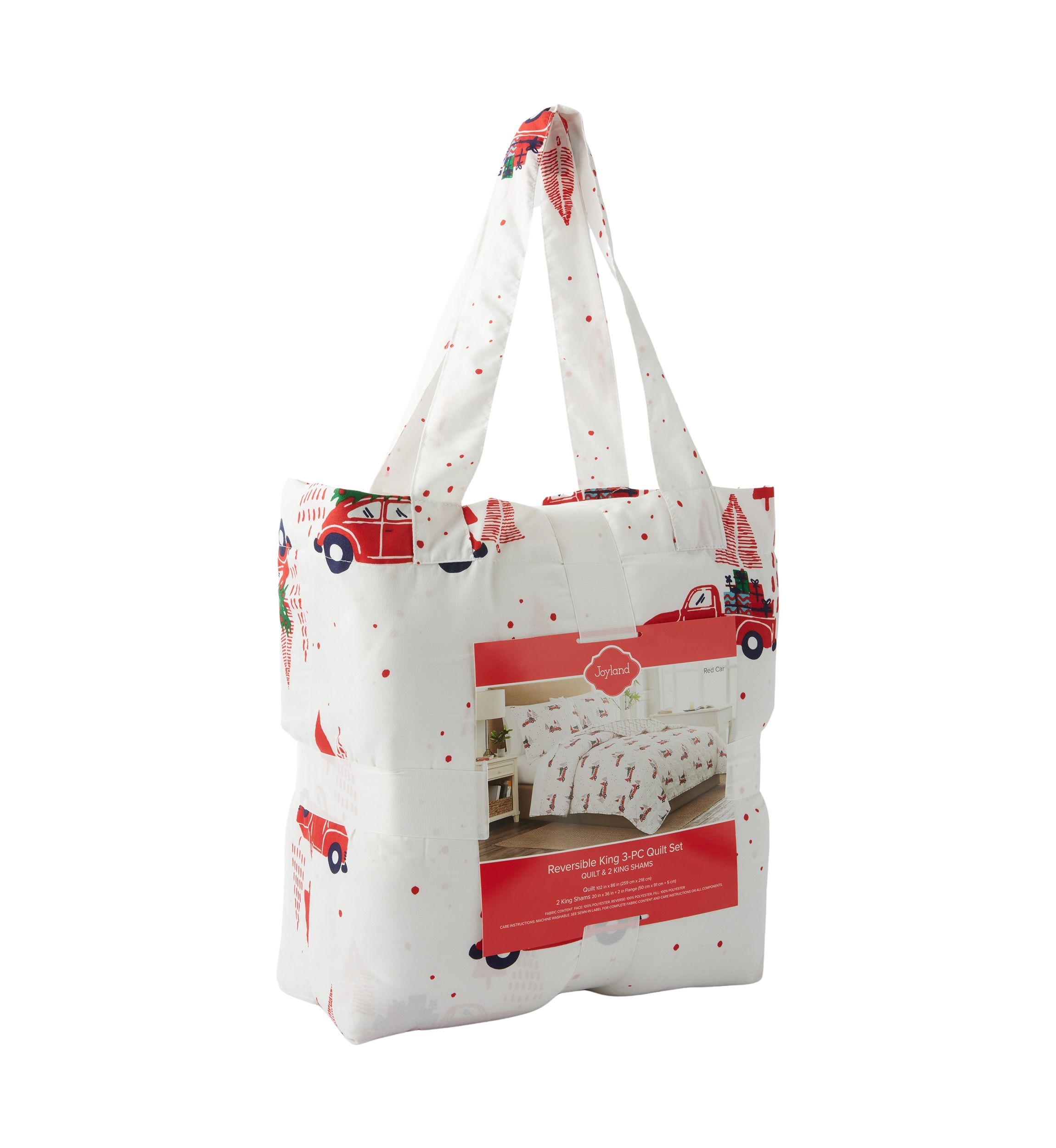 Red Christmas Car Quilt Set