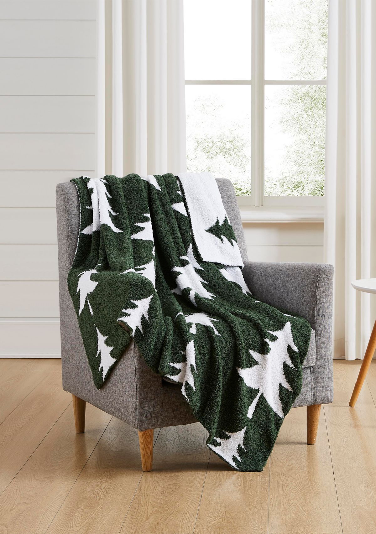 Christmas Tree Feathered Knit Throw Blanket