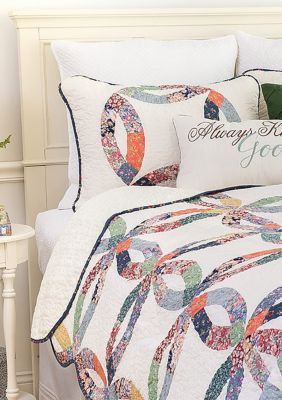 C&F Home Heritage Wedding Ring Pieced Patchwork Quilt Set, White, King