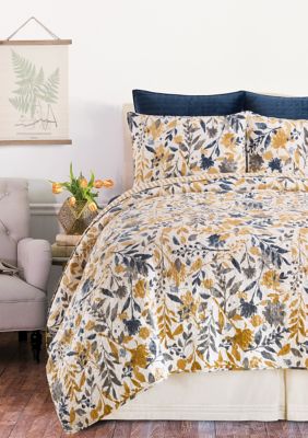 C&F Home Natural Home Floral Quilt Set, Blue, Full/Queen