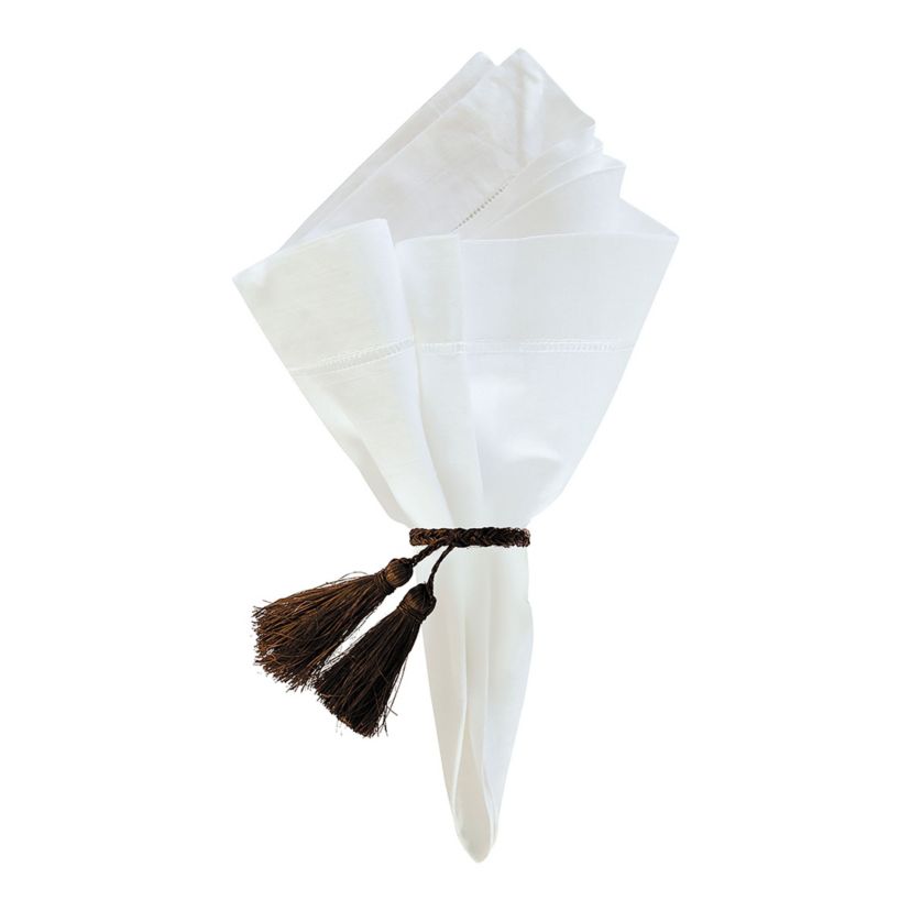 Tassel Cocoa Napkin Ring Set of 6