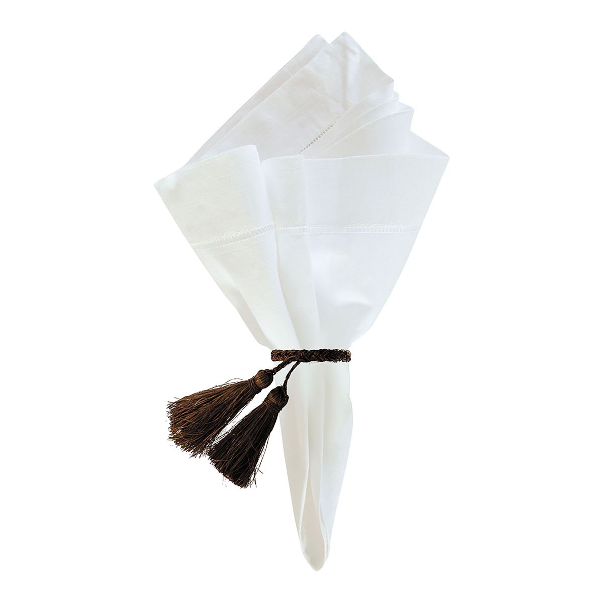 Tassel Cocoa Napkin Ring Set of 6