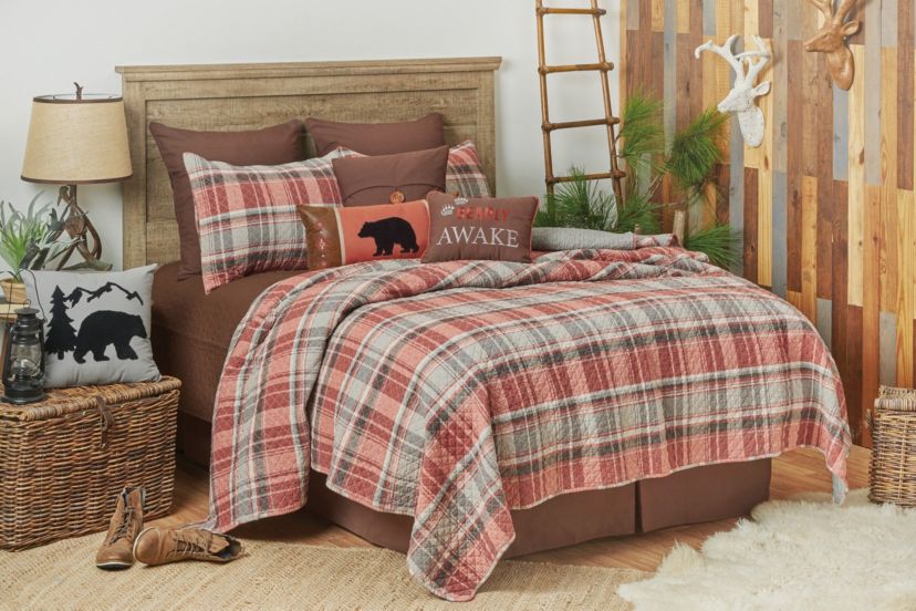 Saffron Plaid Twin 2 Piece Quilt Set