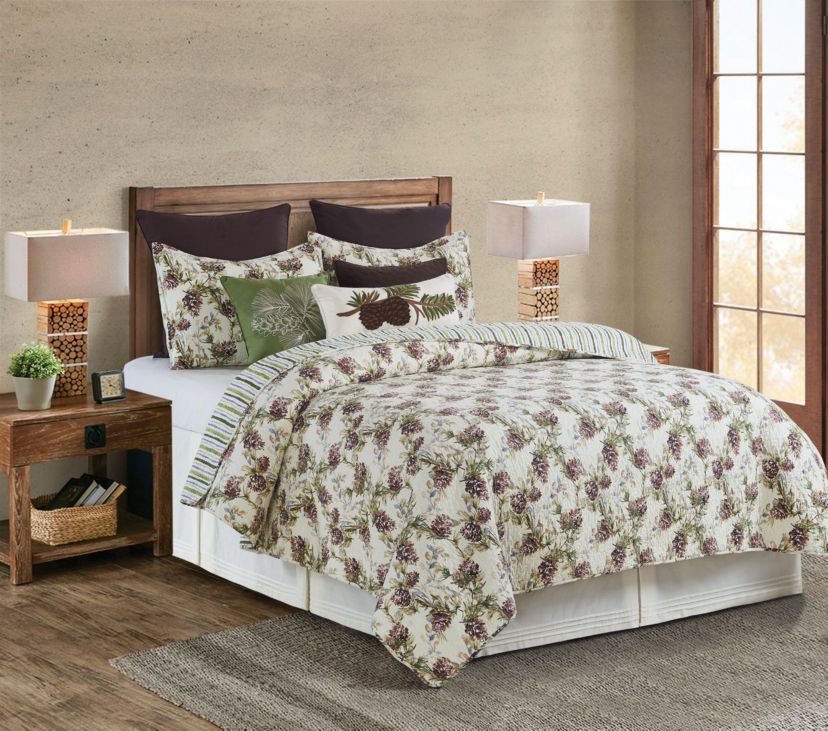 Cooper Pines Rustic Lodge Theme King 3 Piece Quilt Set