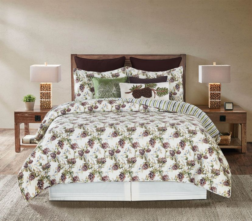 Cooper Pines Rustic Lodge Theme King 3 Piece Quilt Set
