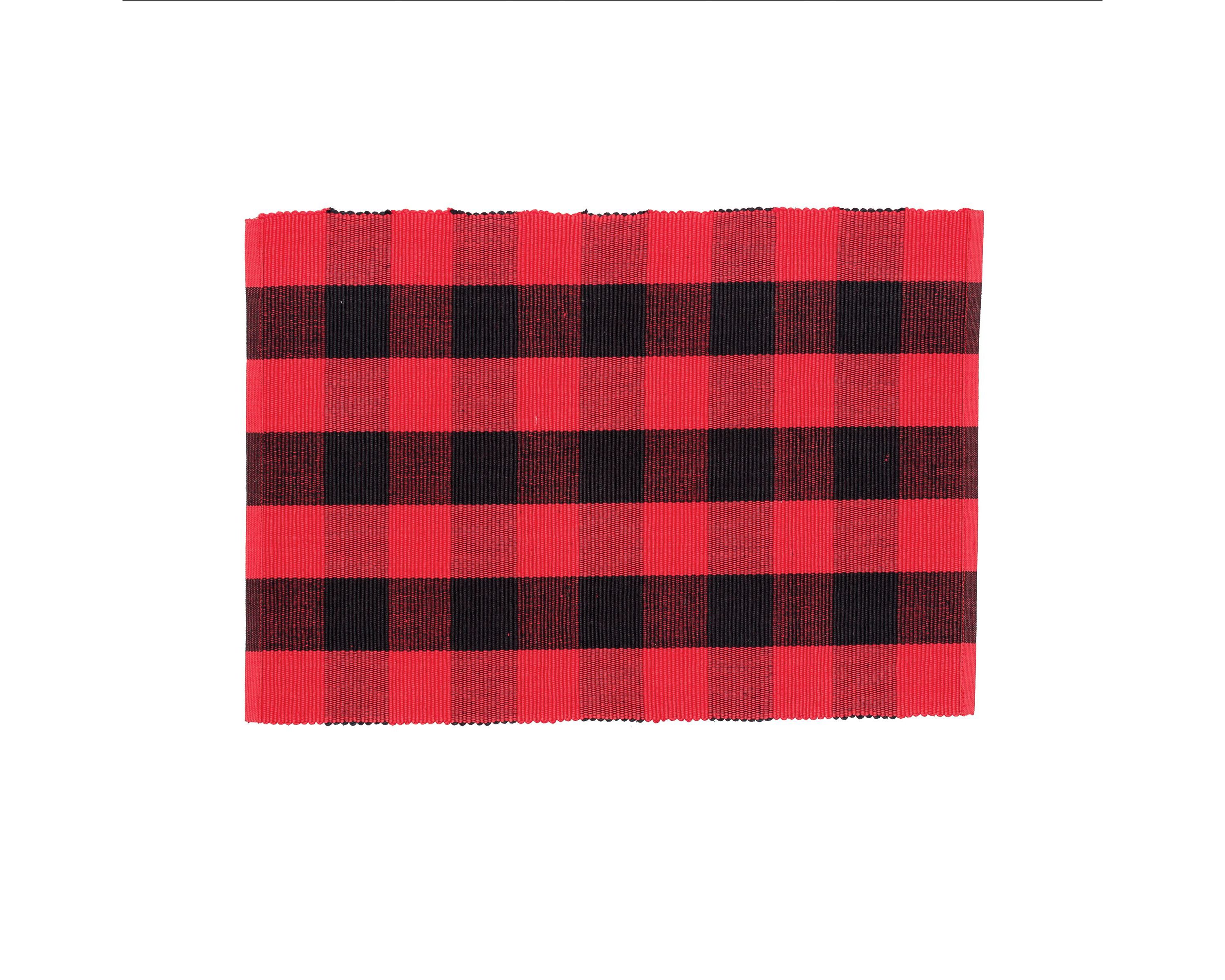 Franklin Checkered Plaid Black & Red Placemat Set 4
