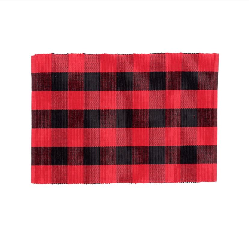Franklin Checkered Plaid Black & Red Placemat Set 4