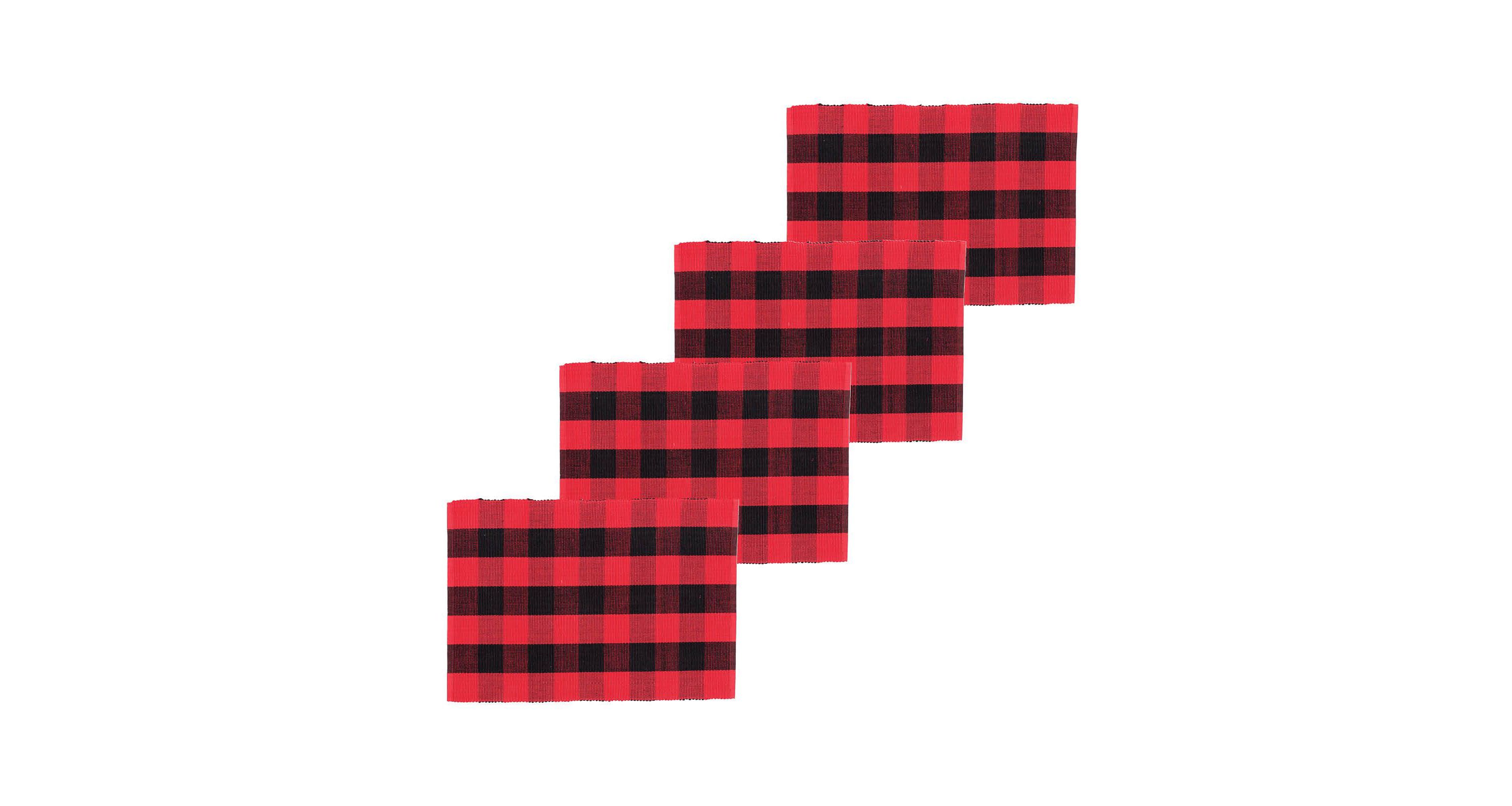 Franklin Checkered Plaid Black & Red Placemat Set 4