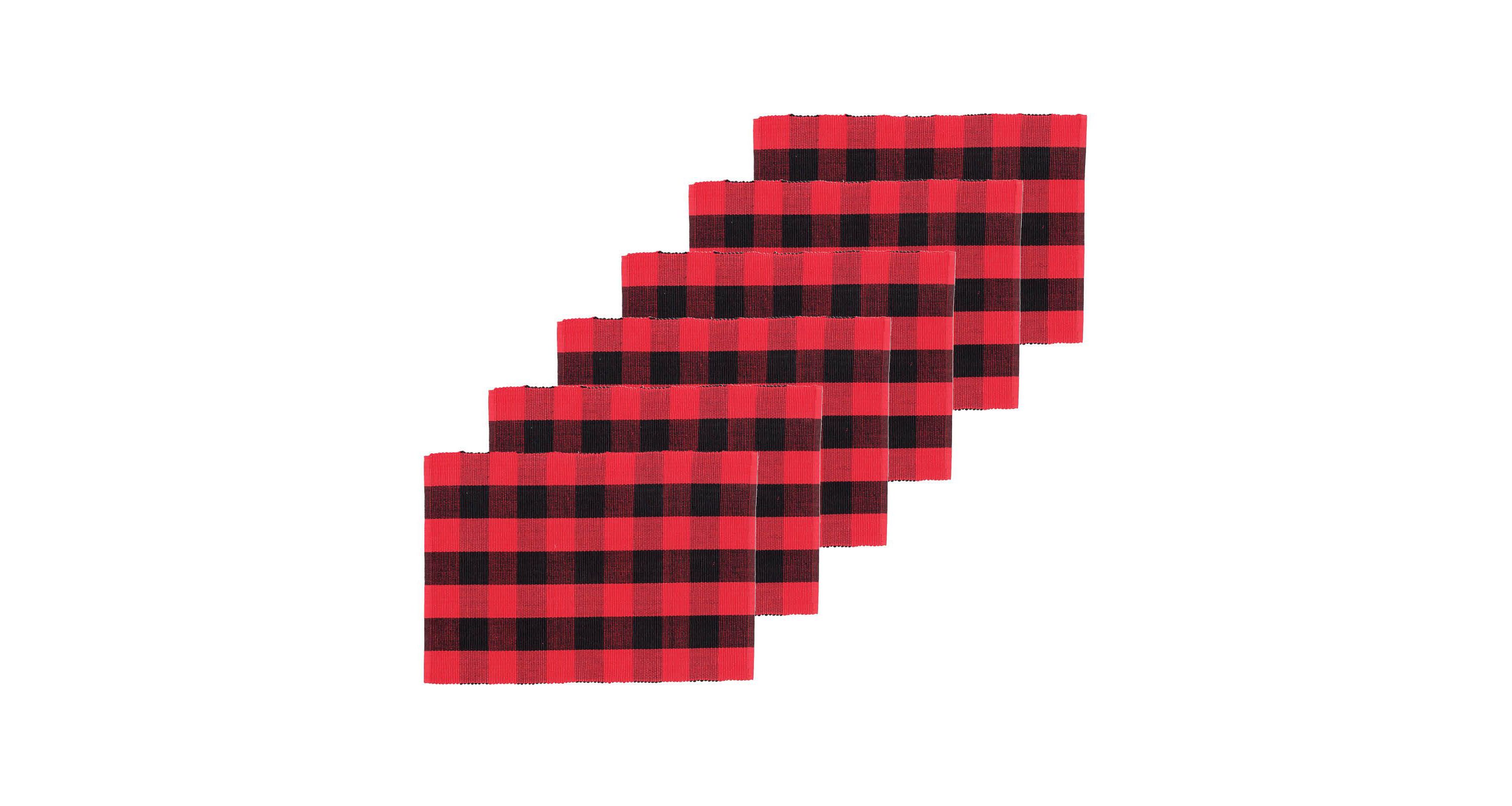 Franklin Checkered Plaid Black & Red July 4th Placemat Set of 6