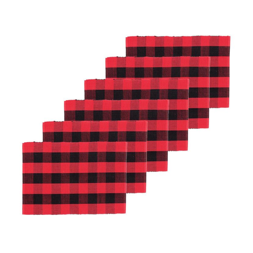 Franklin Checkered Plaid Black & Red July 4th Placemat Set of 6