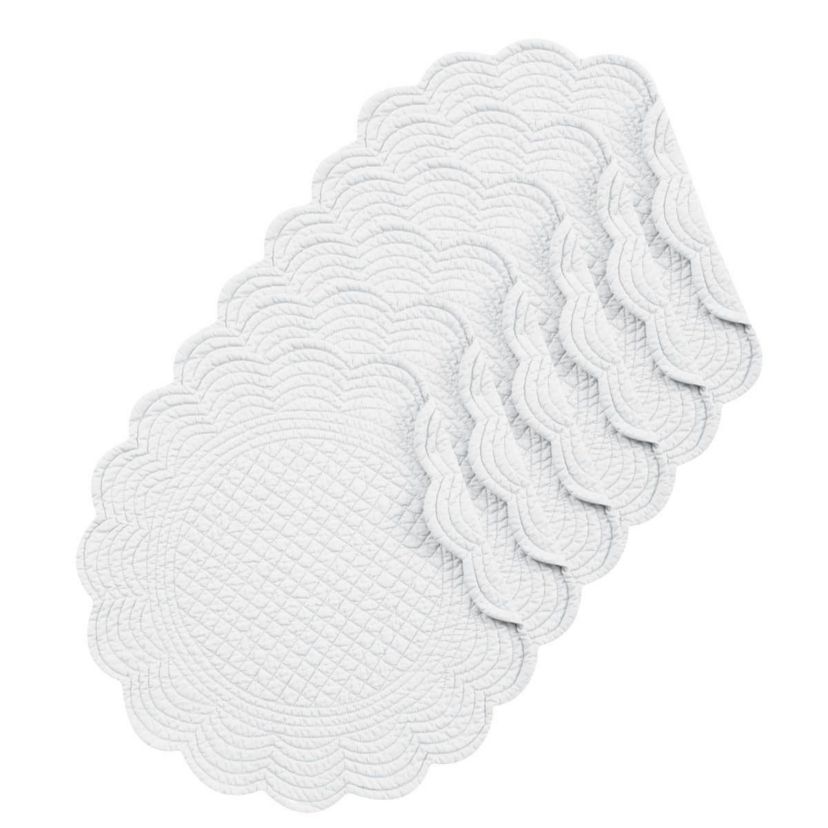 White Cotton Quilted Reversible Placemat Set of 6