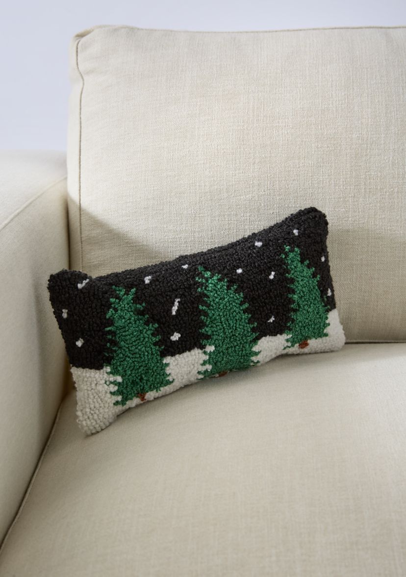 Snowy Trees Mini Hooked Pillow