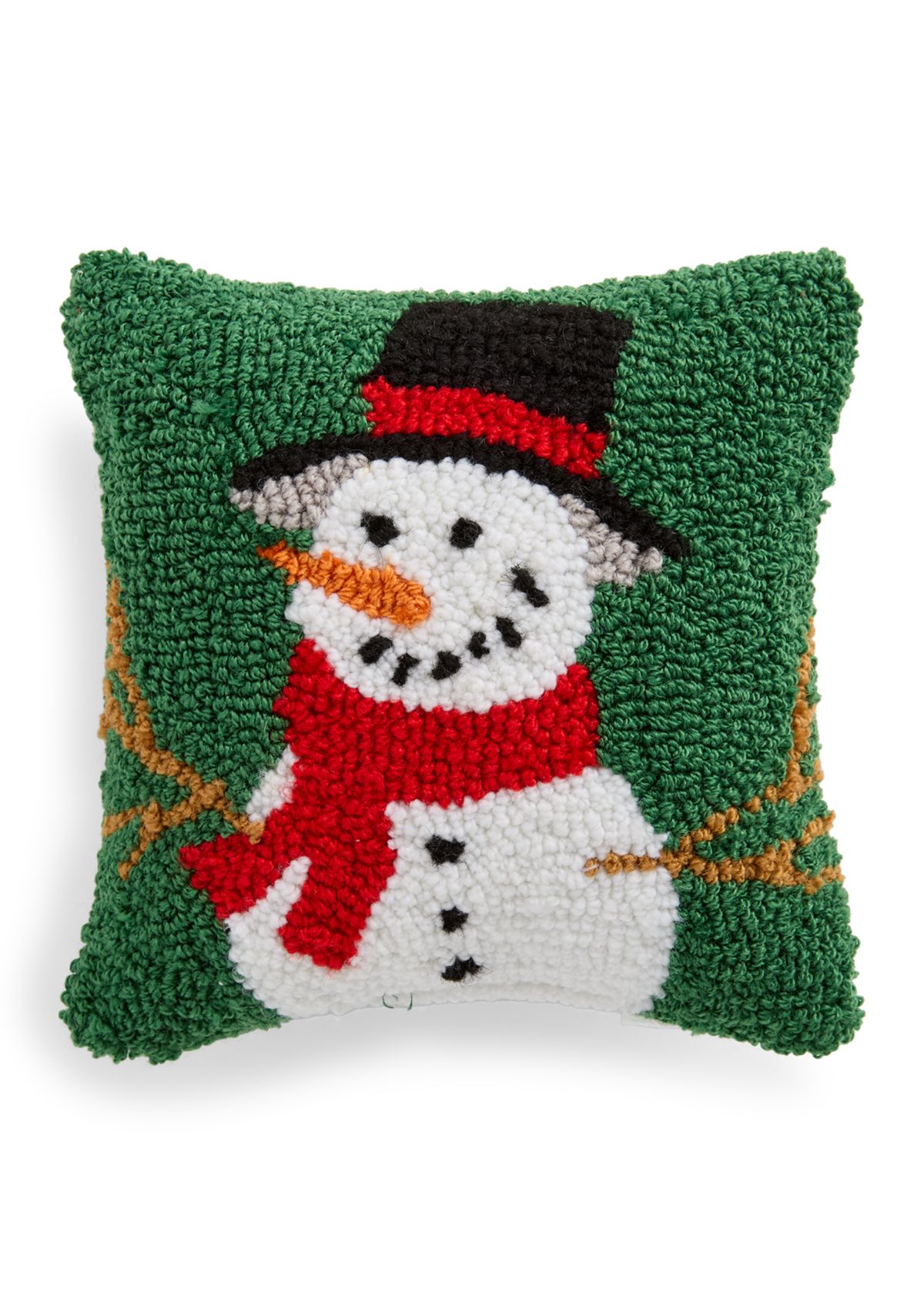 Snowman Hooked Mini Pillow
