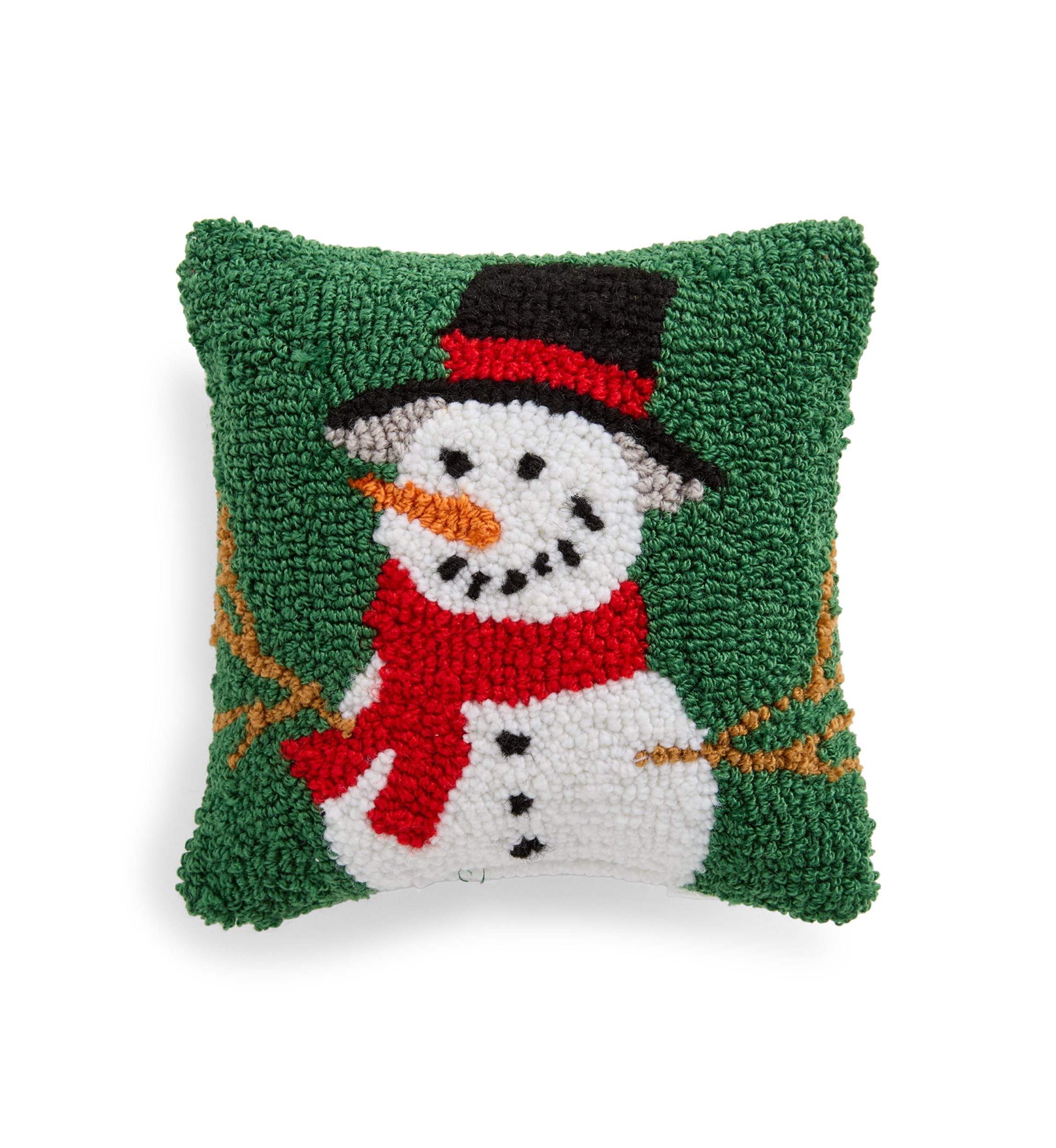 Snowman Hooked Mini Pillow