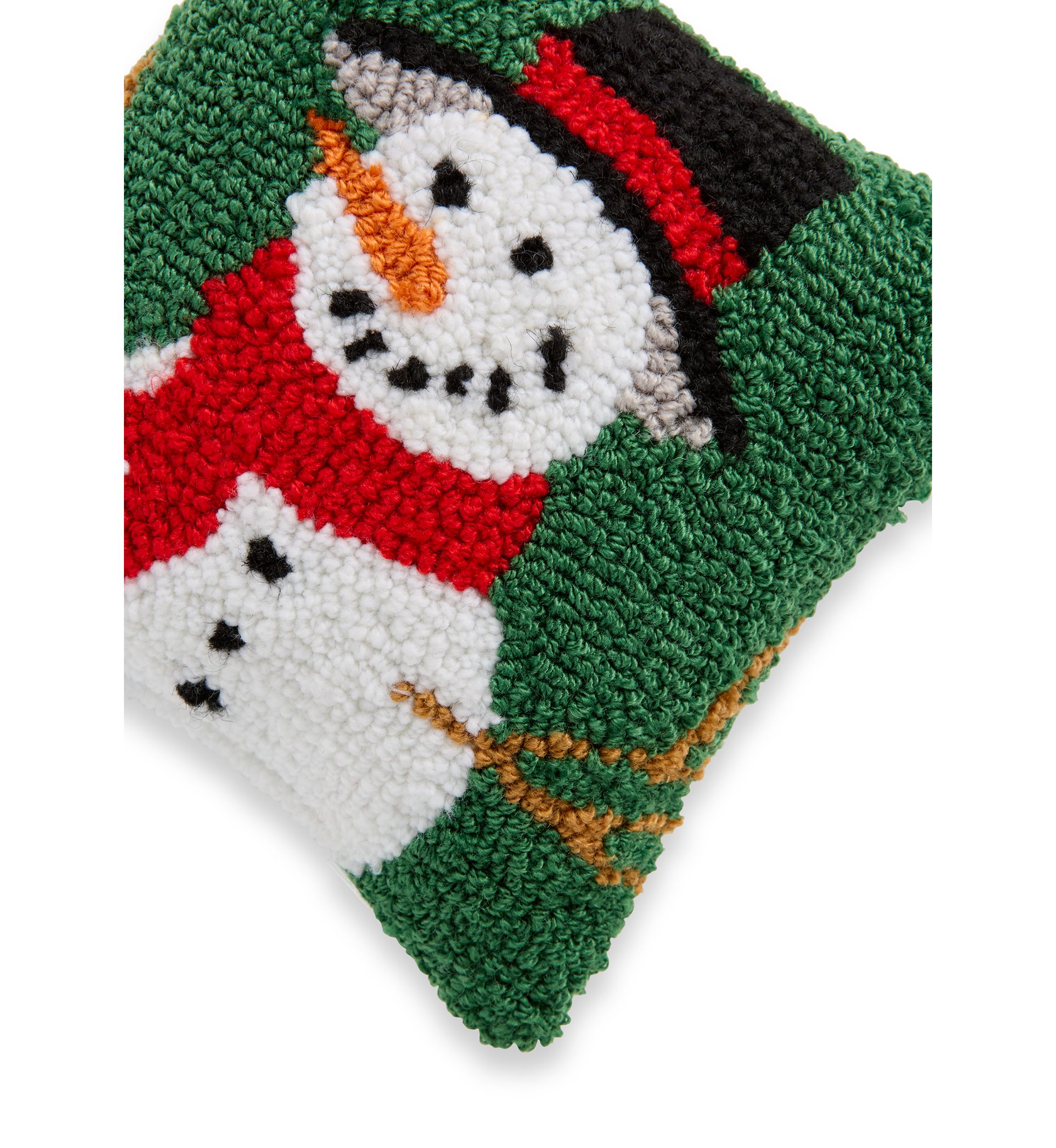 Snowman Hooked Mini Pillow