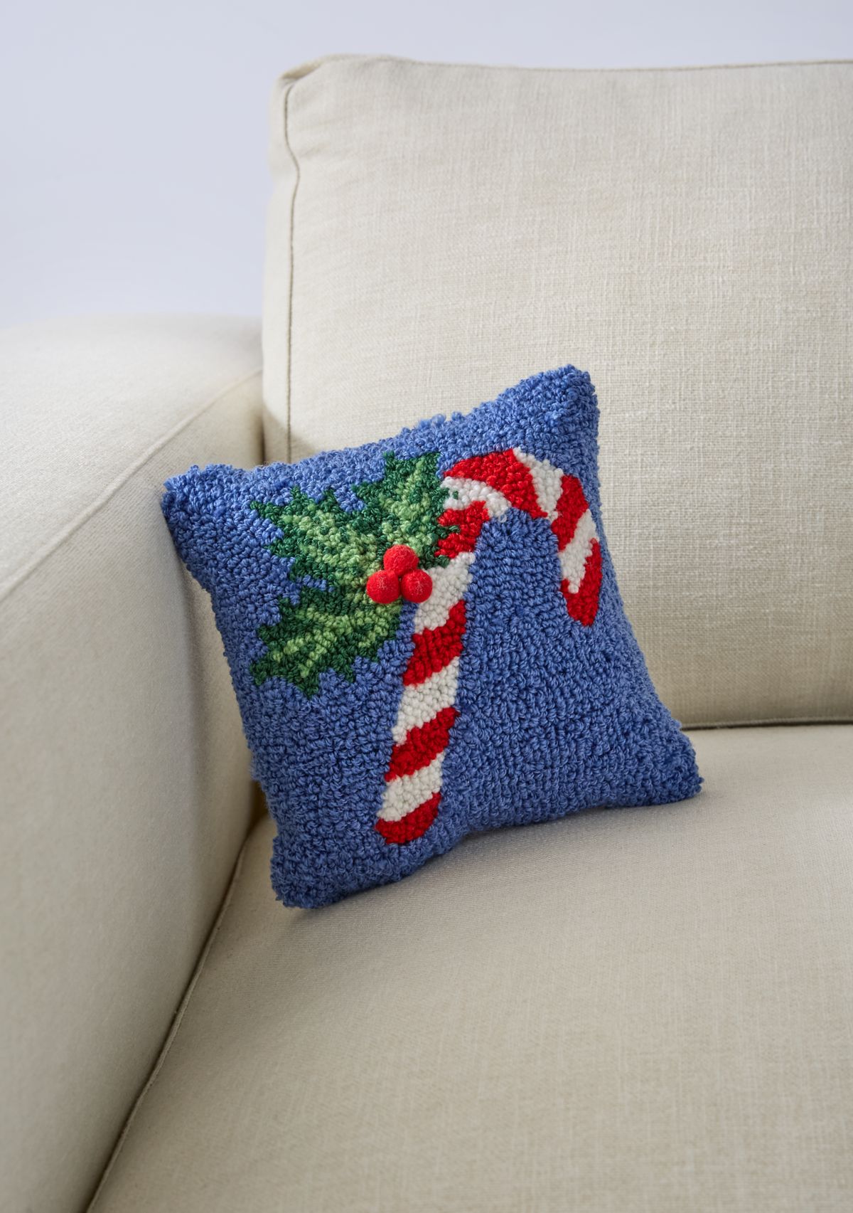 Candy Cane Mini Hooked Pillow