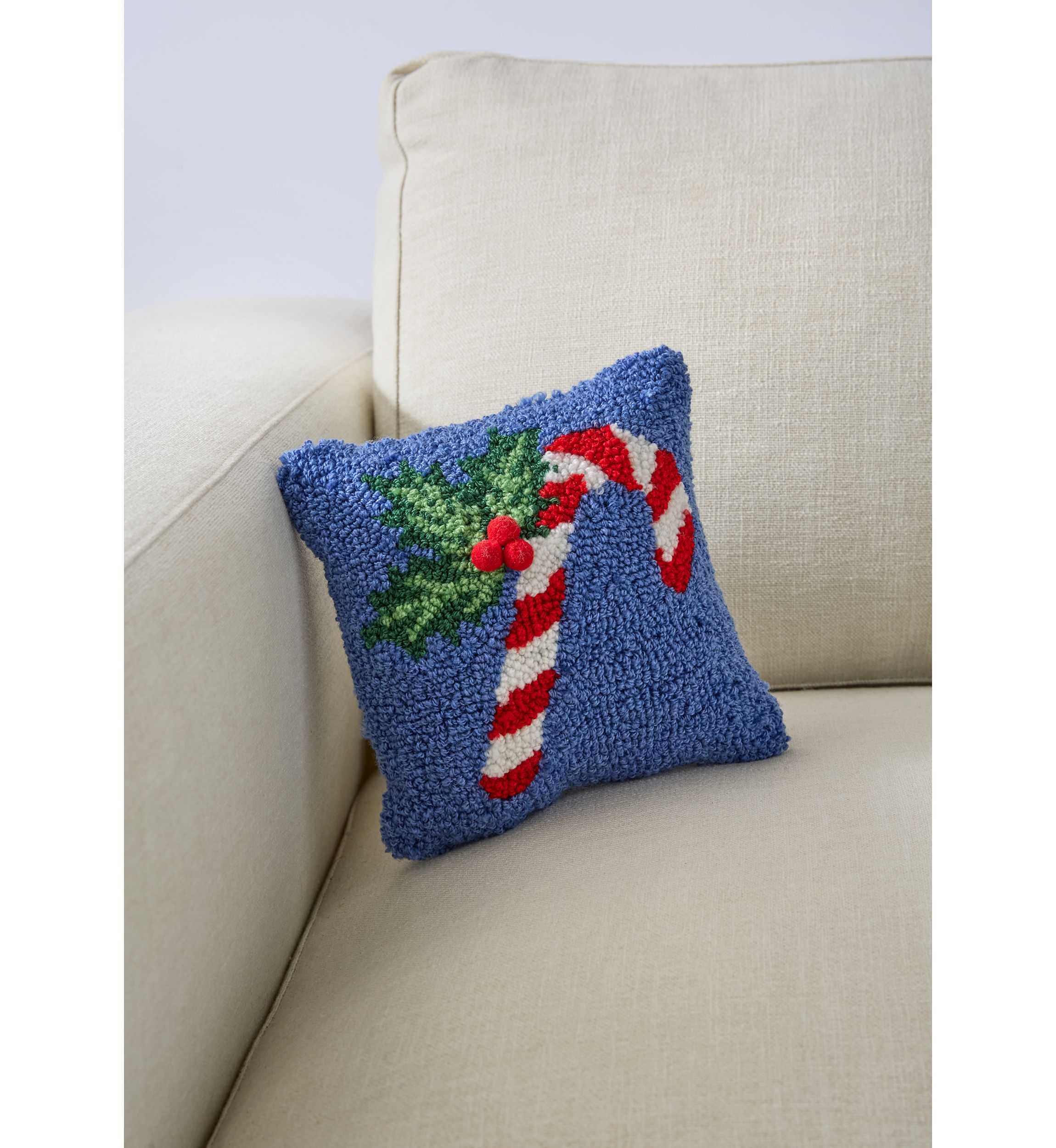 Candy Cane Mini Hooked Pillow