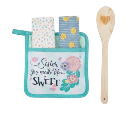 C&F Home Sister Life Sweet Potholder Gift Set, Blue
