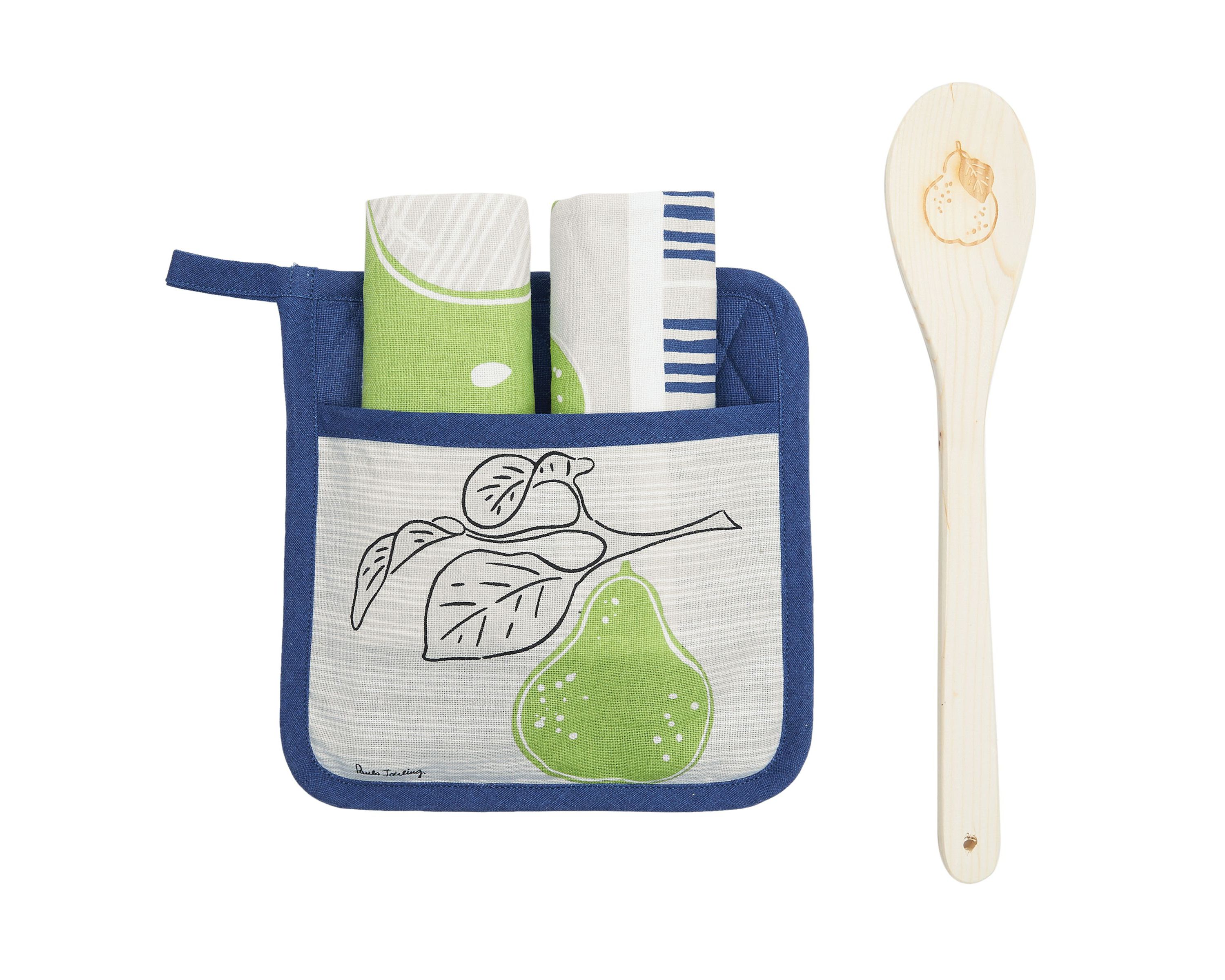 Pear Stripe Dash Valentines Day Potholder Gift Set