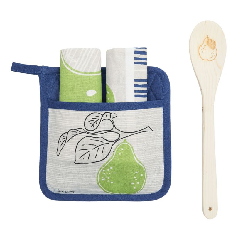 Pear Stripe Dash Valentines Day Potholder Gift Set