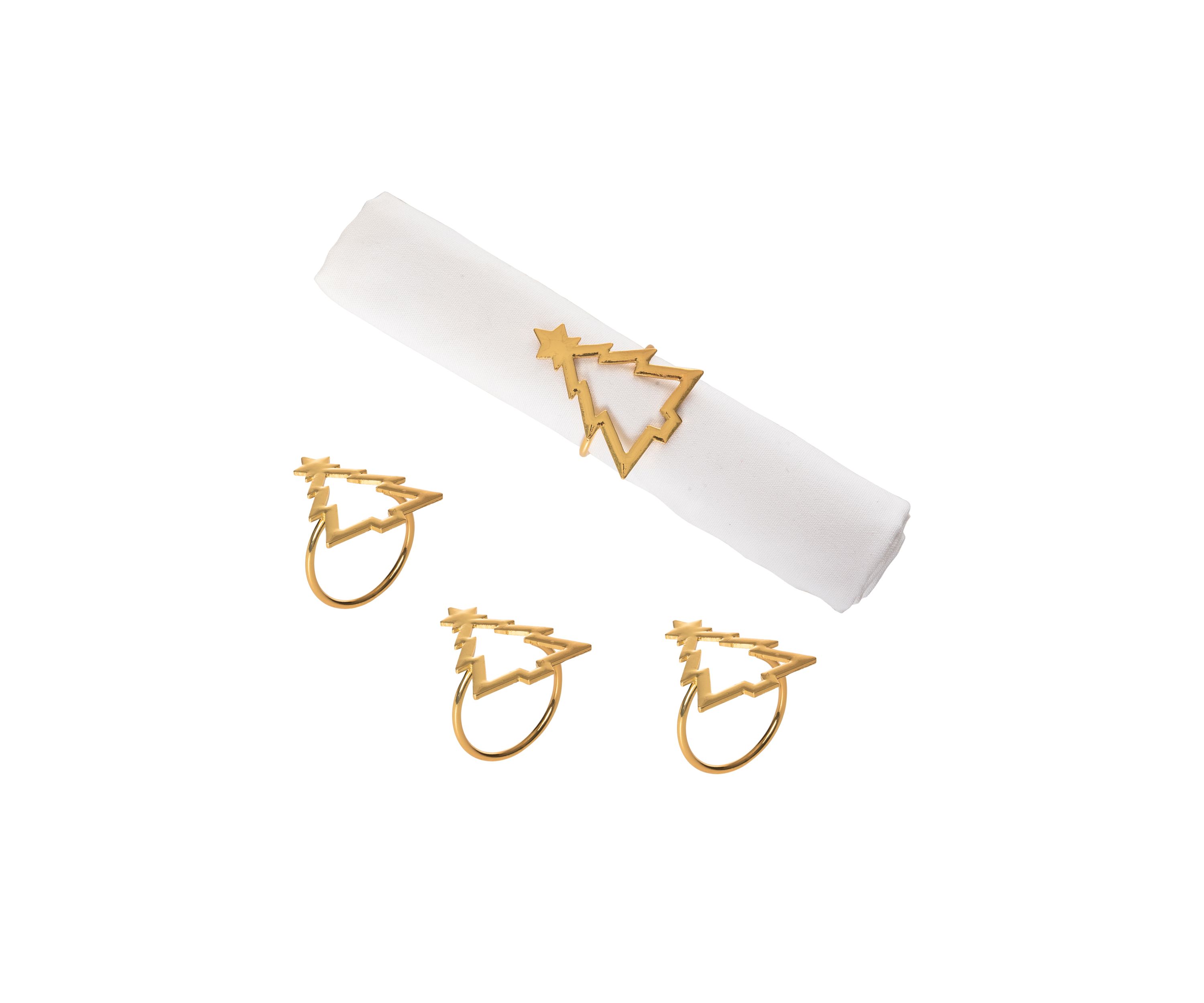 Set of 4 Gold Tree Silhouette Napkin Rings