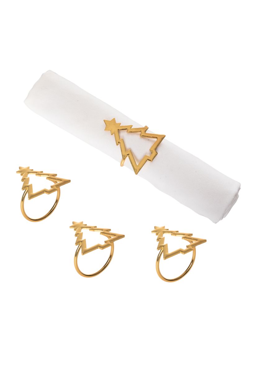 Set of 4 Gold Tree Silhouette Napkin Rings