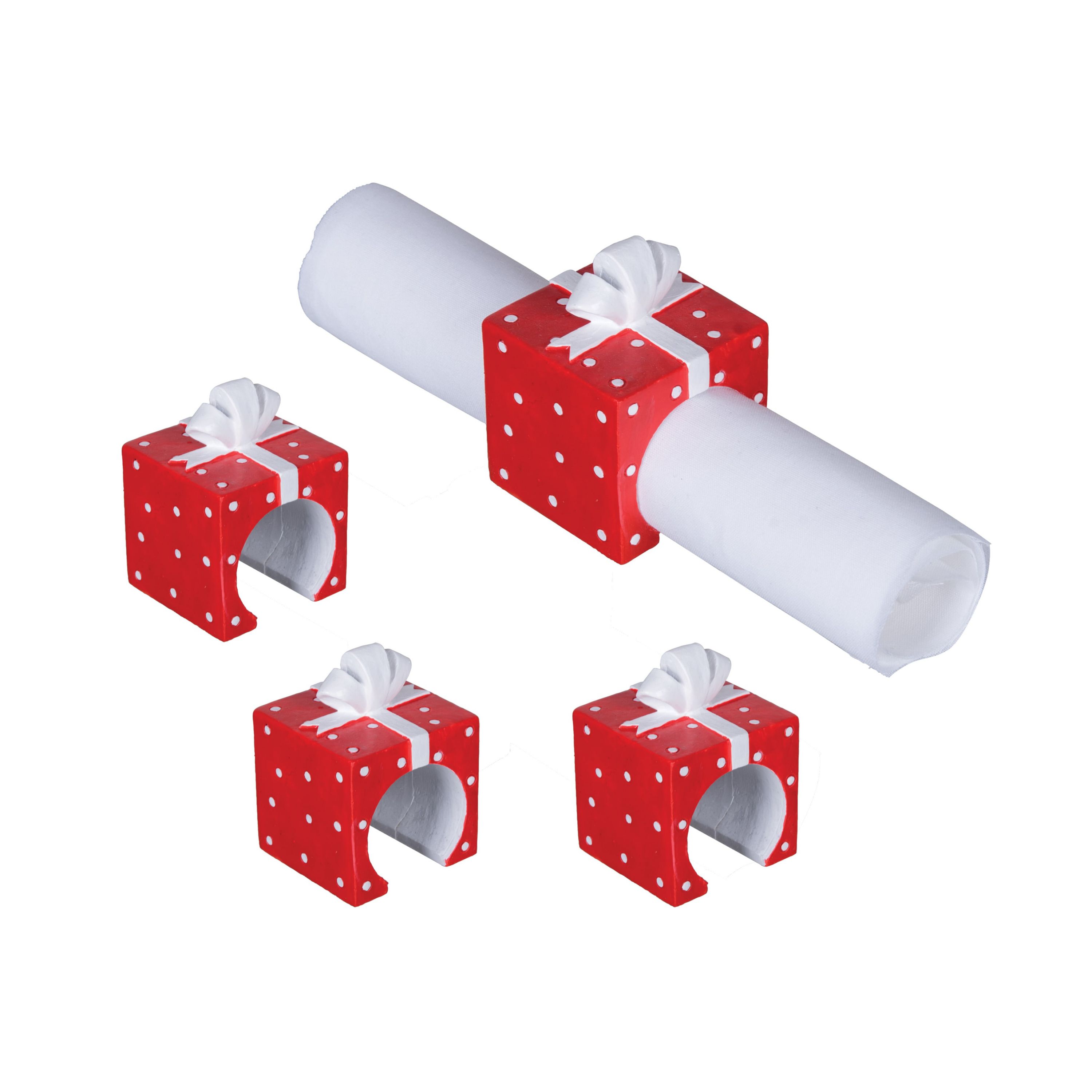 Dotted Present Napkin Ring S/4