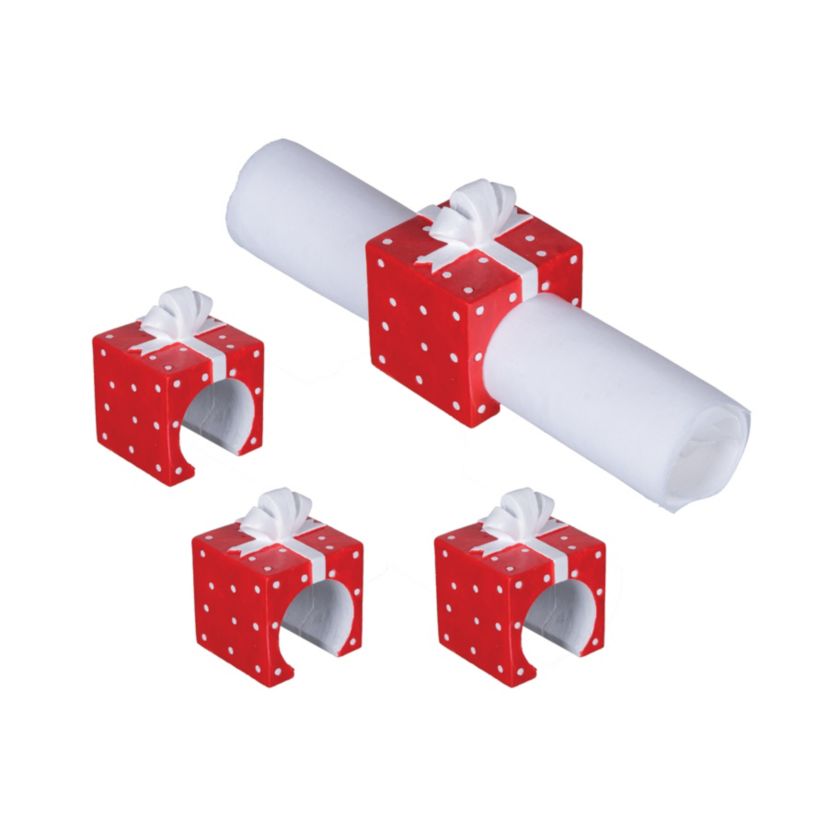 Dotted Present Napkin Ring S/4