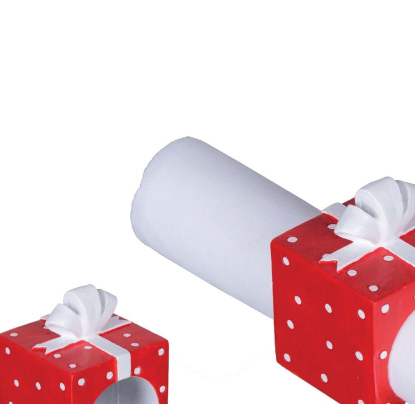 Dotted Present Napkin Ring S/4