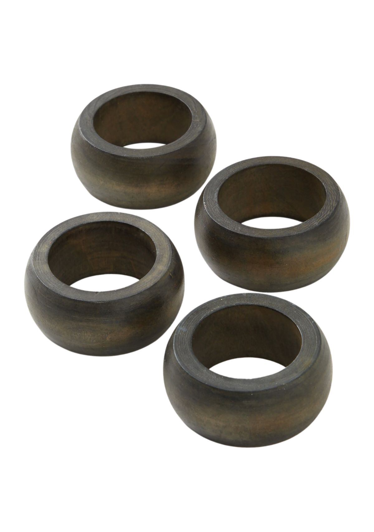 Dark Wood Napkin Rings - Set of 4