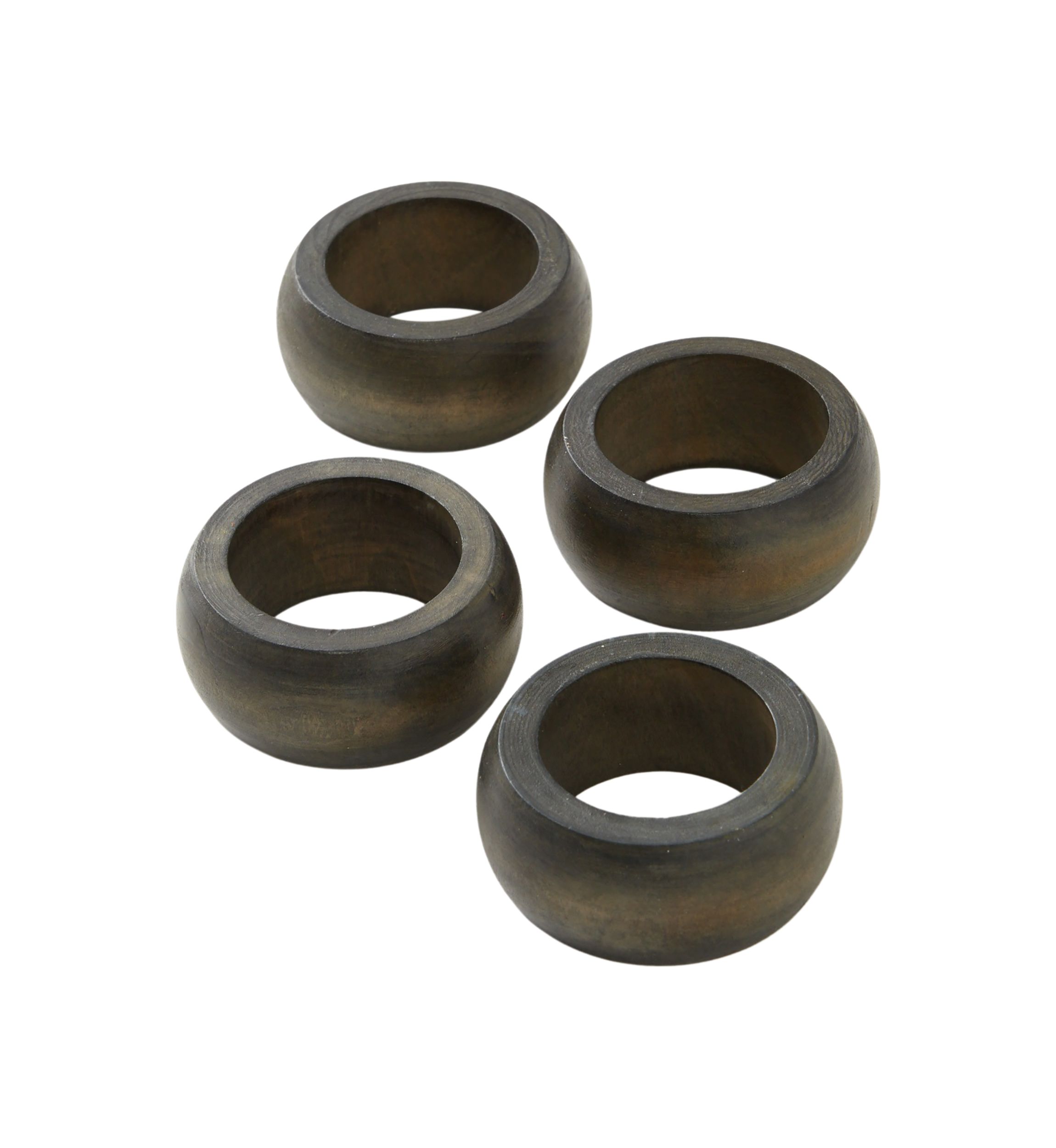 Dark Wood Napkin Rings - Set of 4