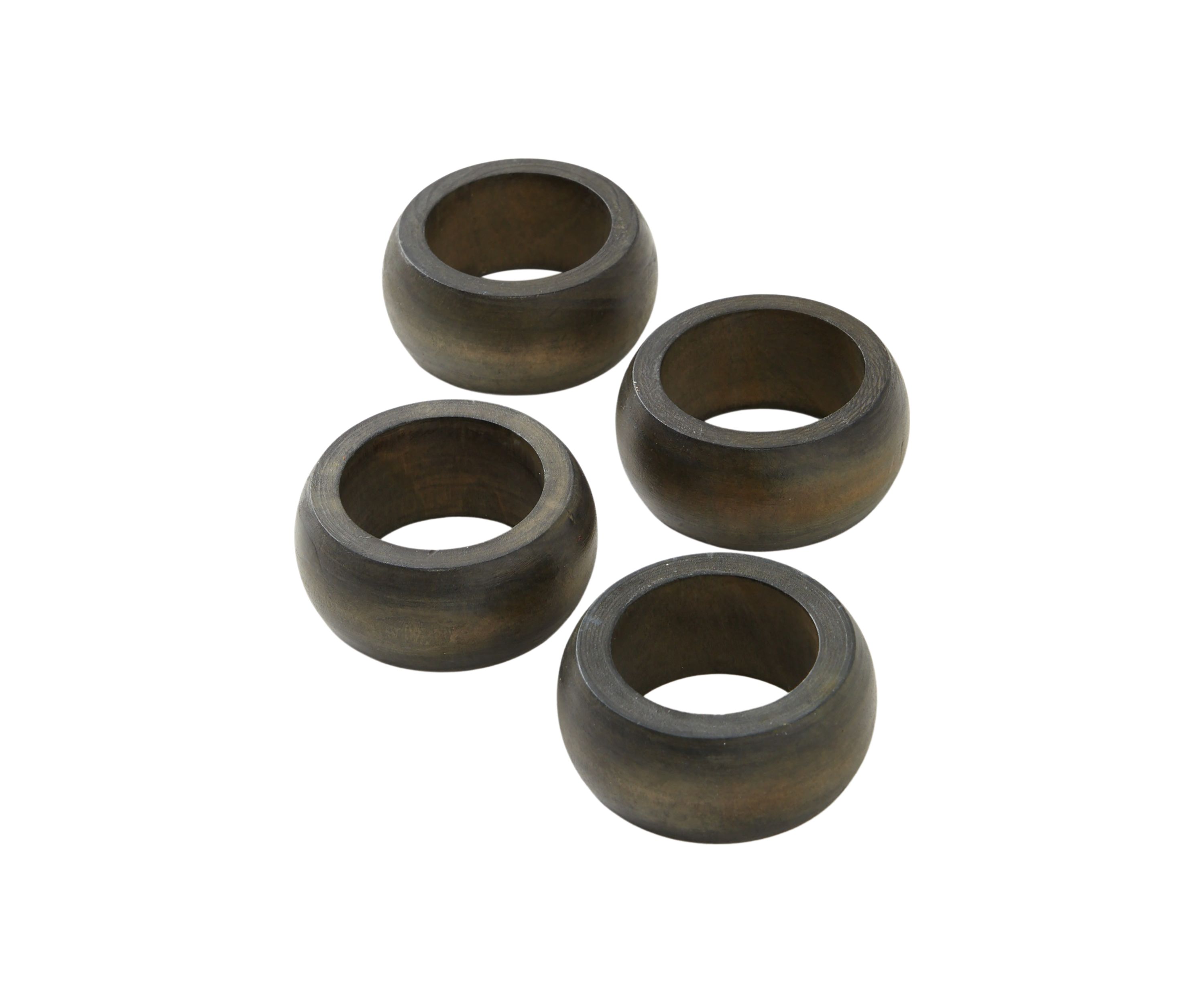 Dark Wood Napkin Rings - Set of 4