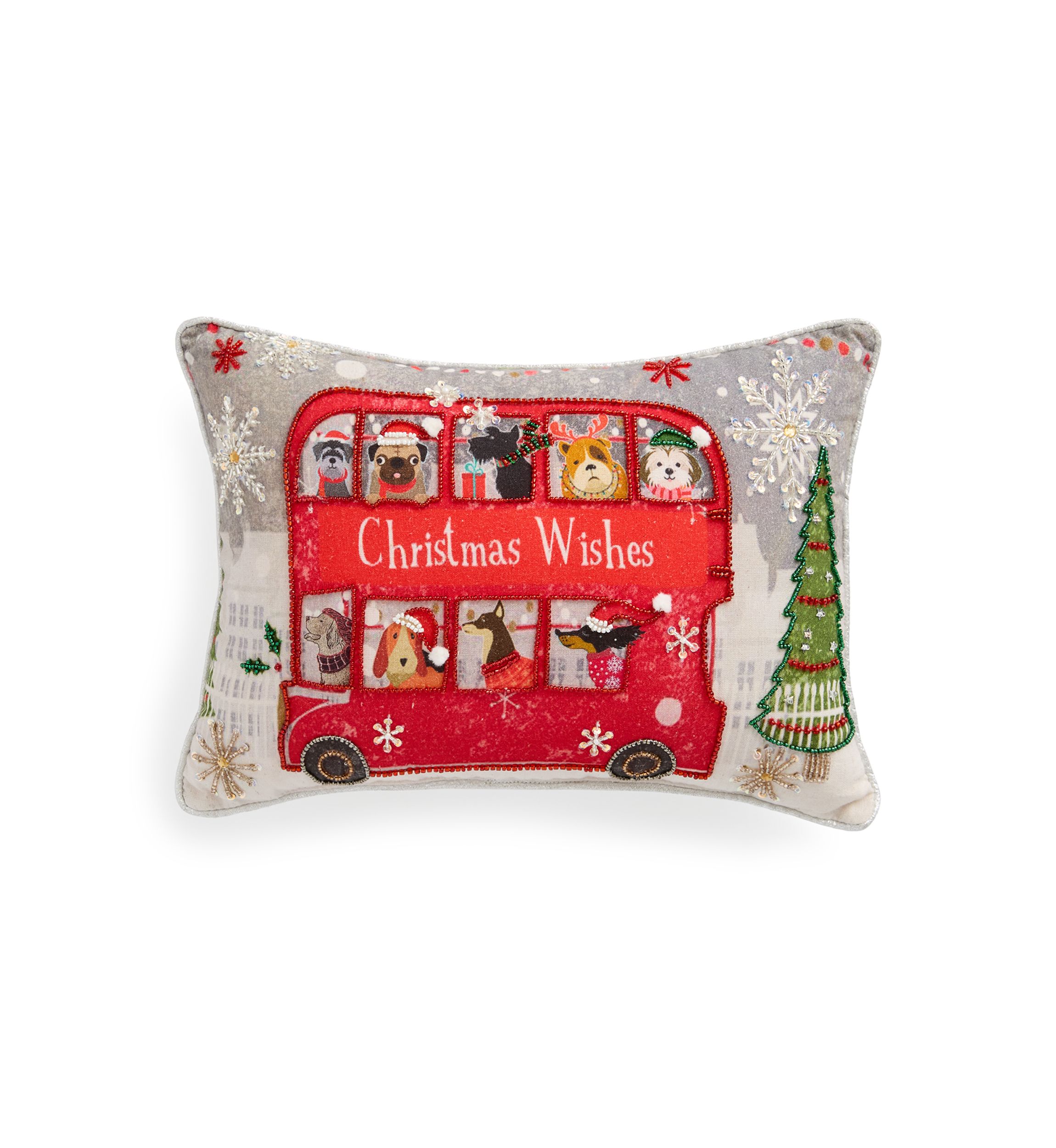 "Christmas Wishes" Dog Beaded Pillow