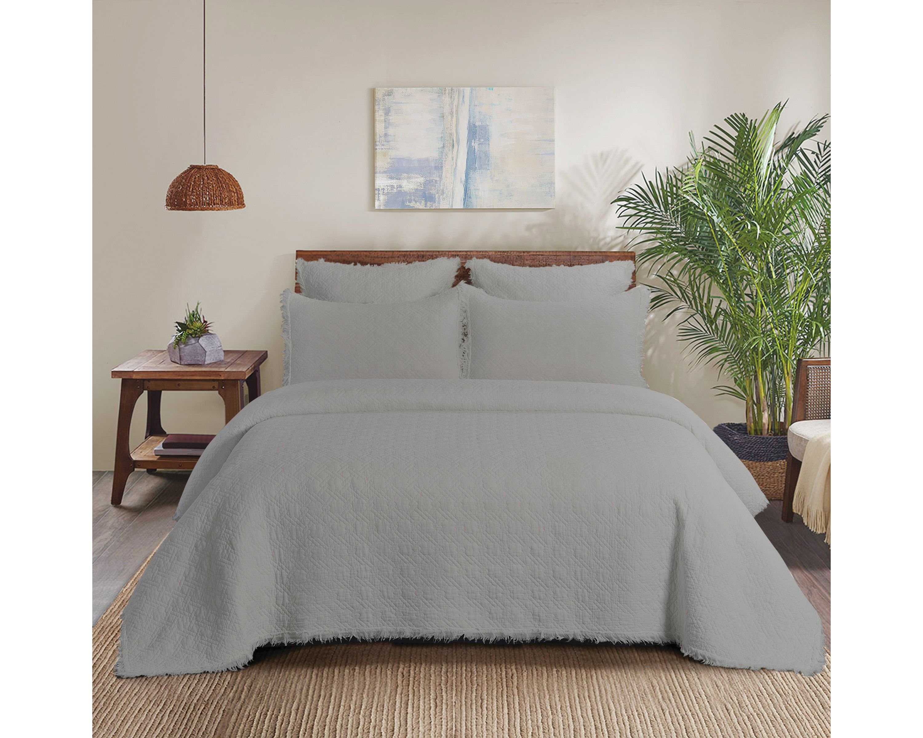 Trellis Slate Full/Queen Quilt Set