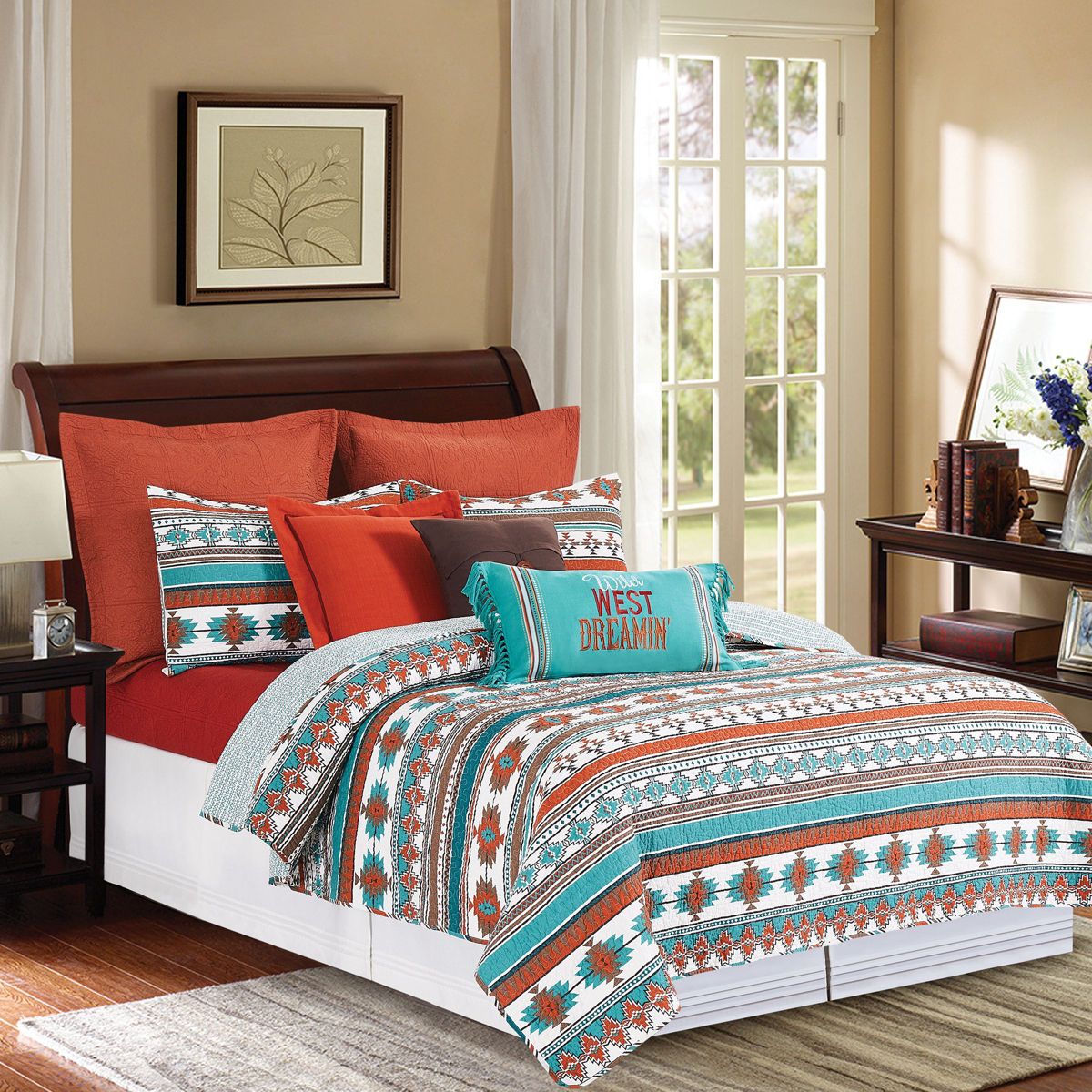 Aqua Valley Twin Quilt Set