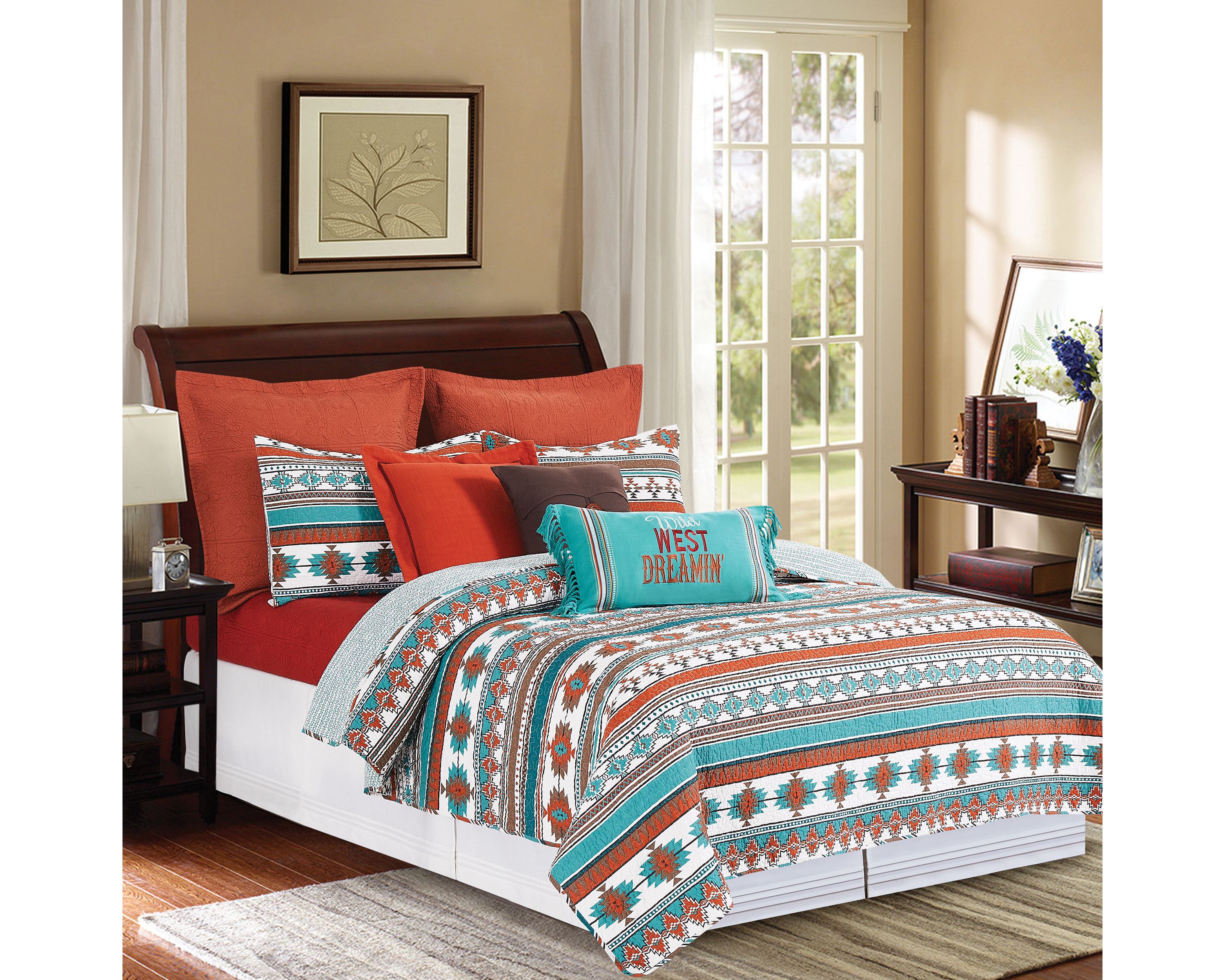 Aqua Valley Twin Quilt Set