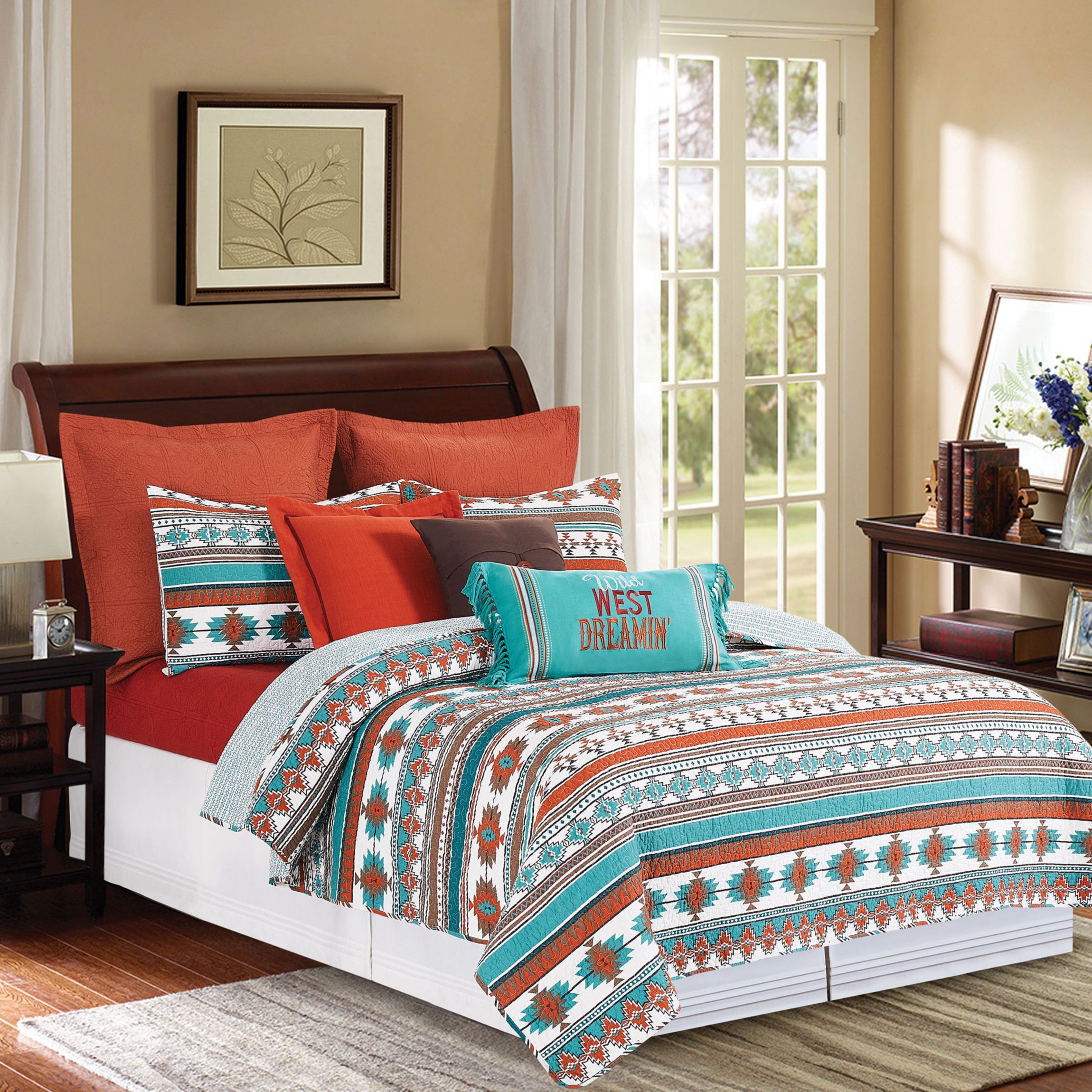 Aqua Valley King Quilt Set