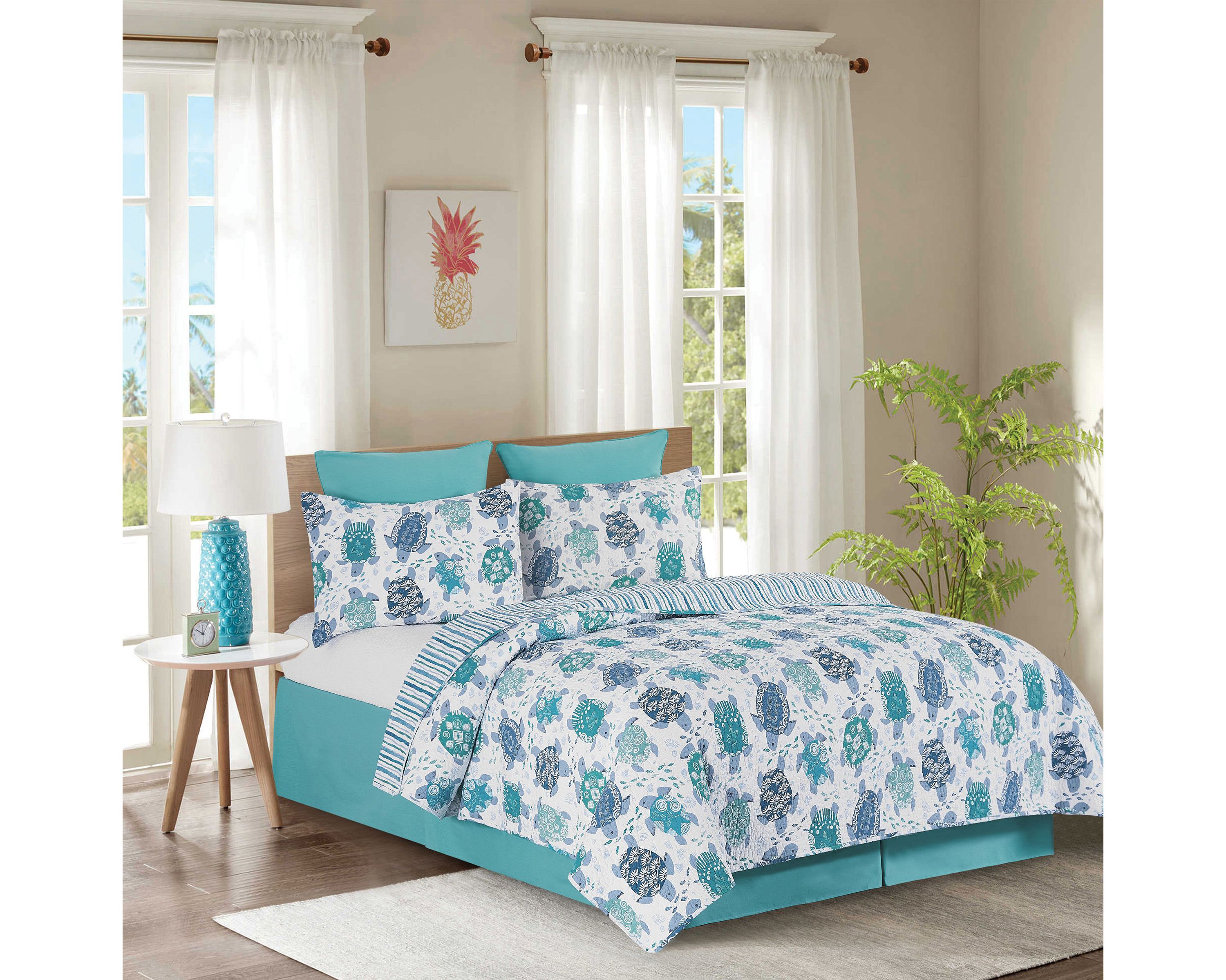Turtle Bay Reversible Coastal King Quilt Set