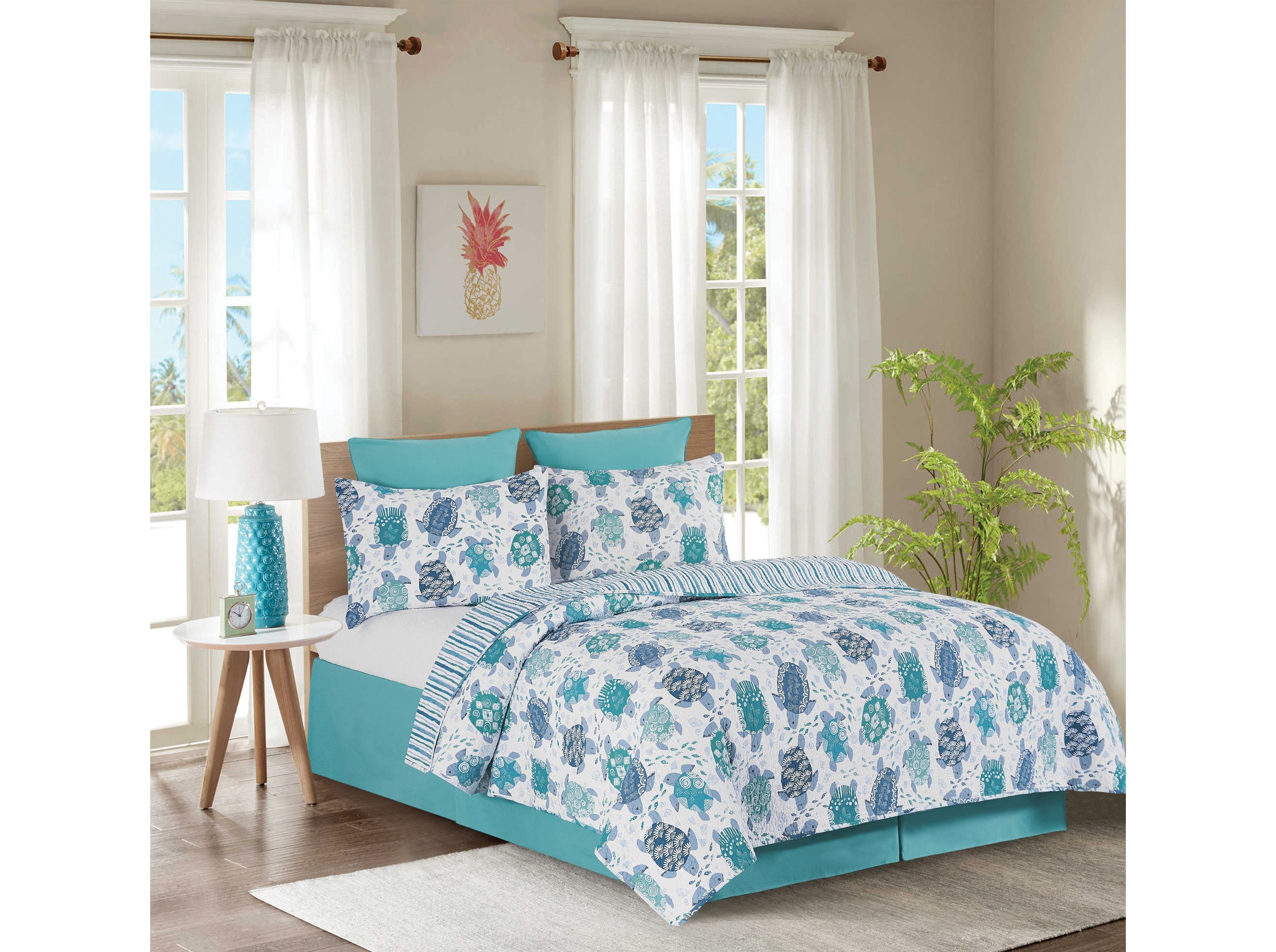 Turtle Bay Reversible Coastal King Quilt Set