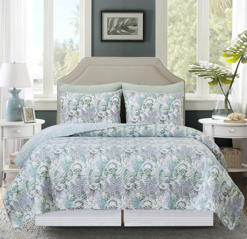 Shoreline Waters Twin 2-Piece Quilt Set