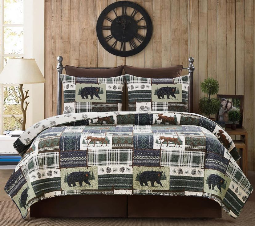 Greenstone Pines Full & Queen 3-Piece Quilt Set