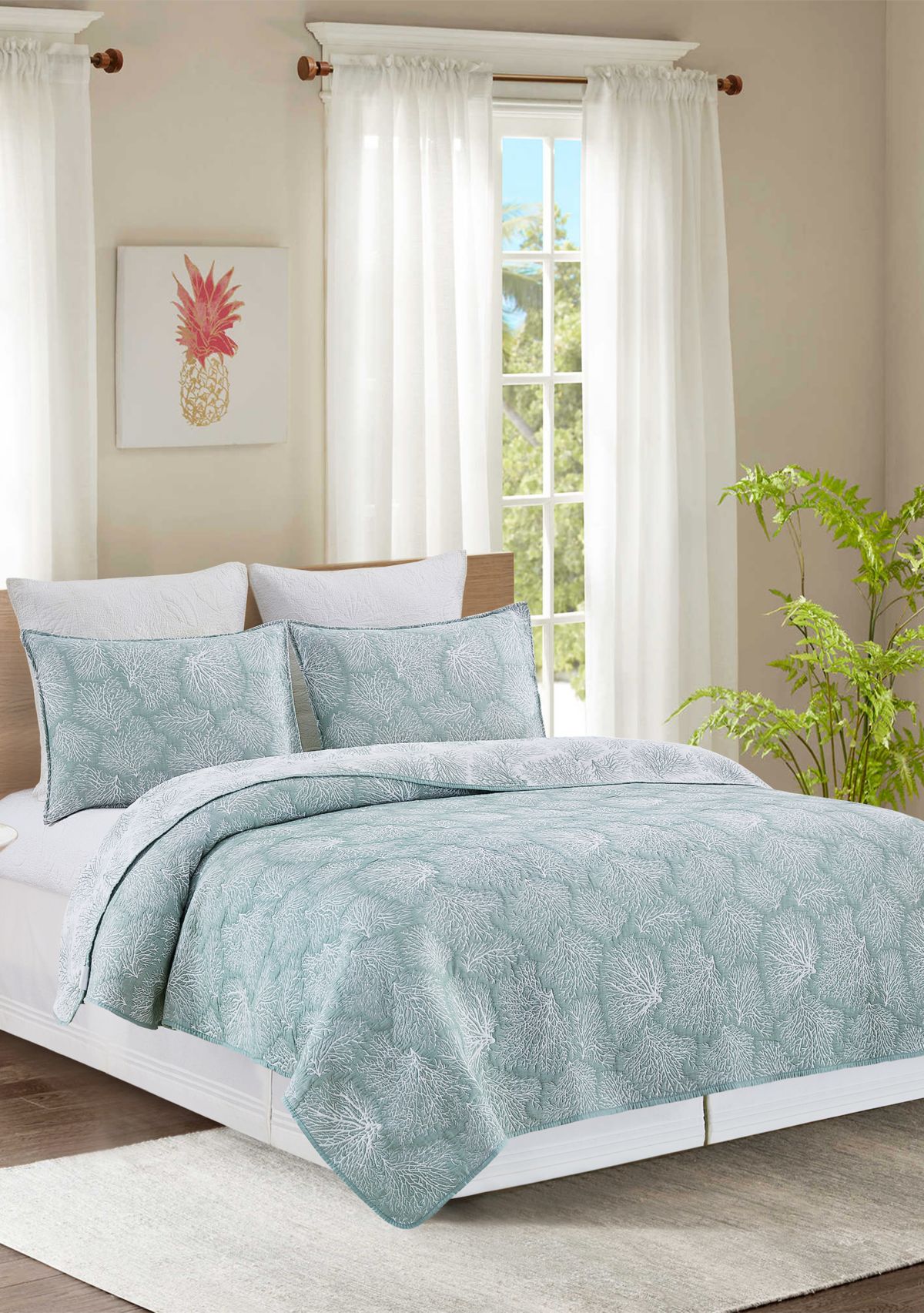 Seafoam Coral Quilt Set