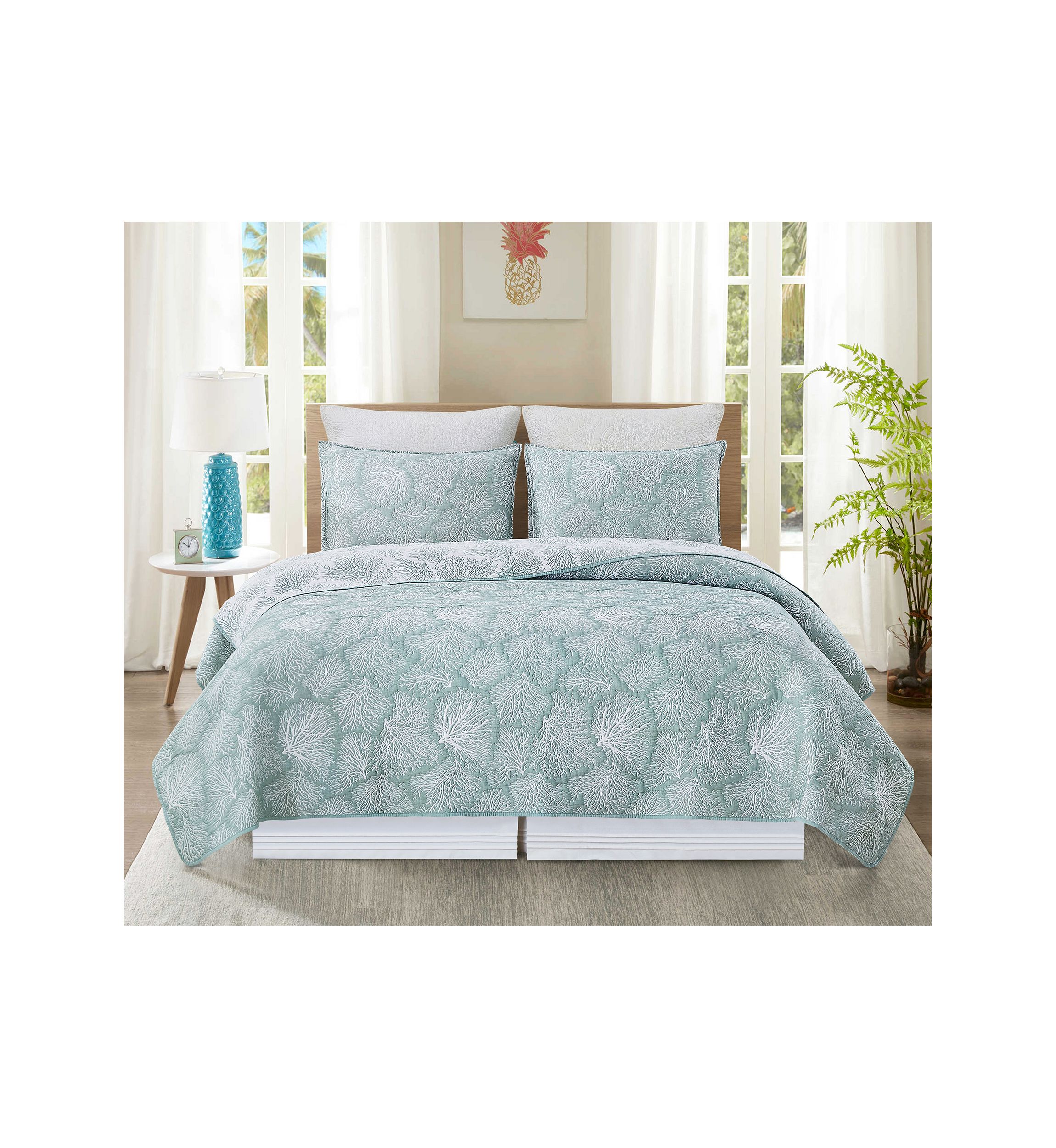 Seafoam Coral Quilt Set
