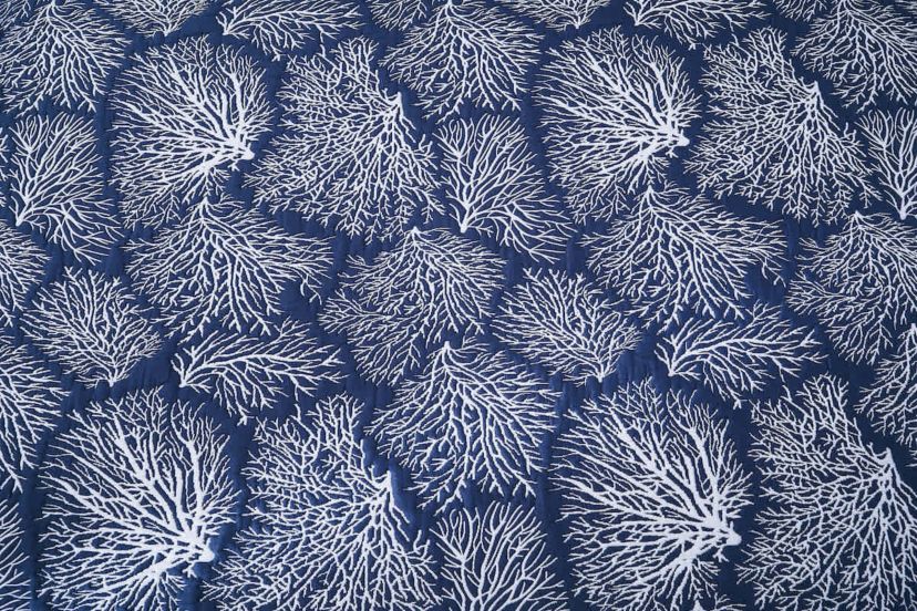 Blue Coral Jaquard Full/Queen 3-Piece Quilt Set